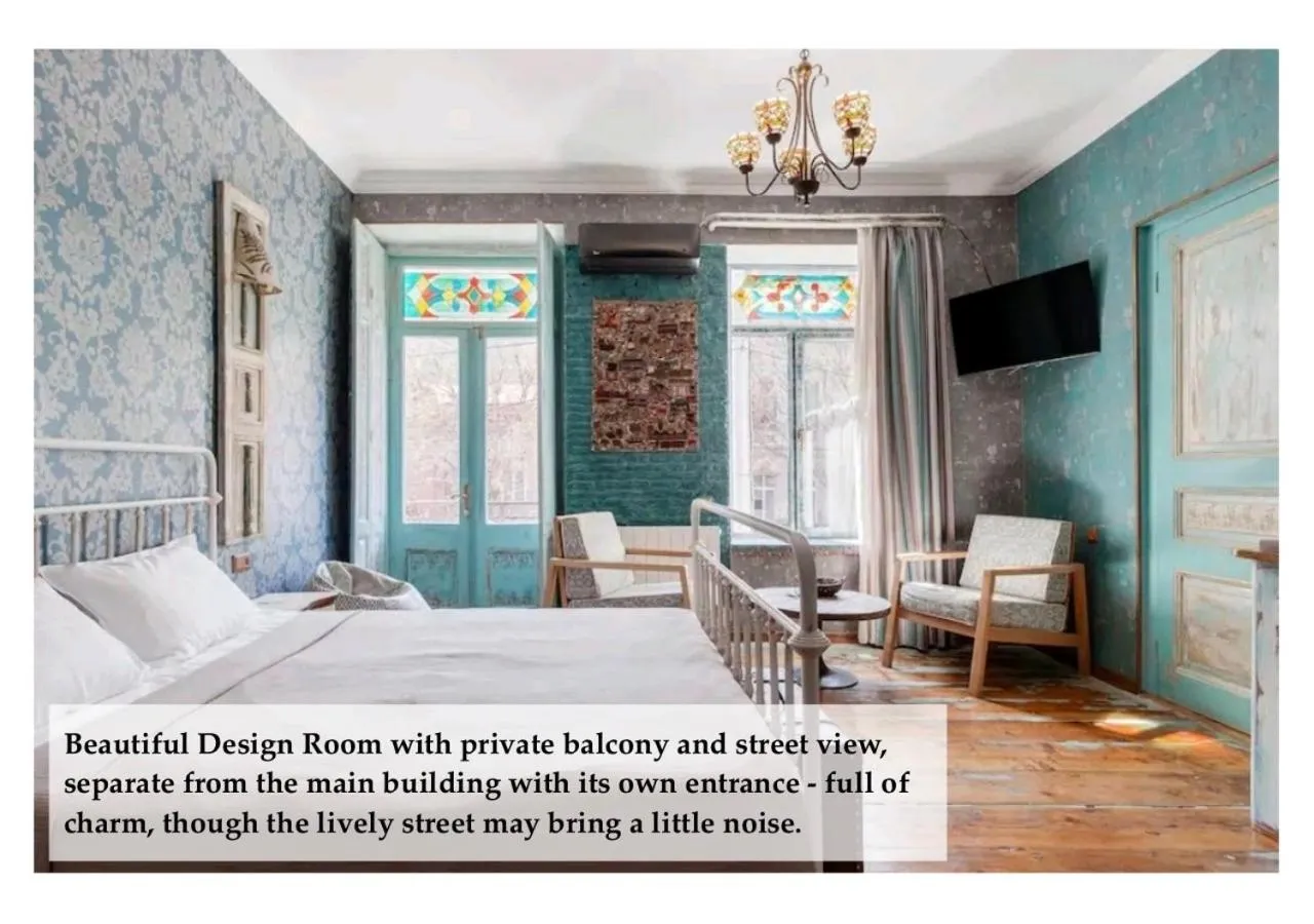 Balcony/Terrace, Bed in Arts Hotel Tbilisi