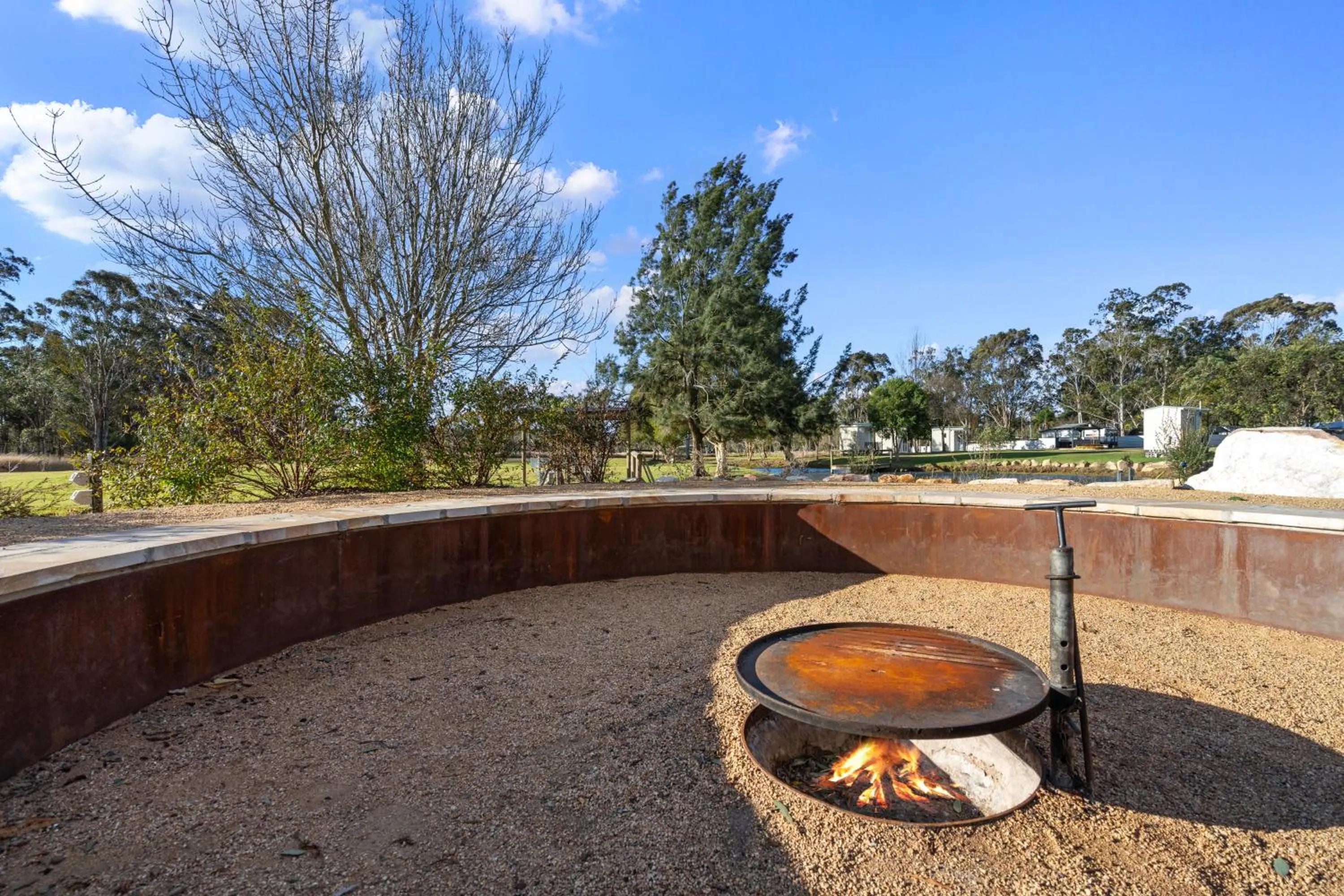 fireplace in Crows Nest Tourist Park