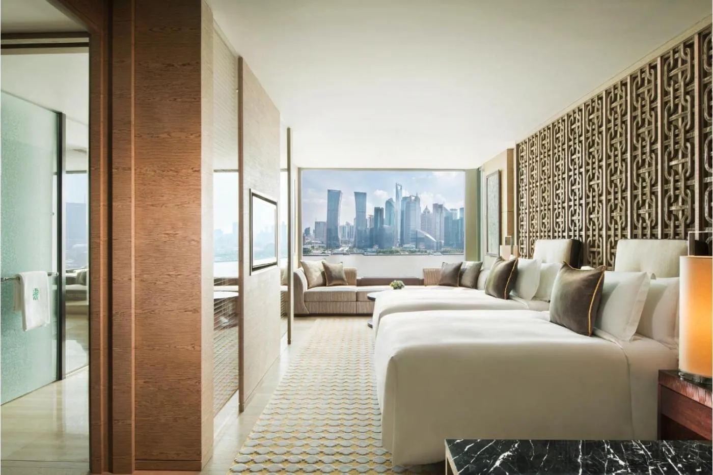 River view, Bed in Banyantree Shanghai On the Bund - Tales rooftop bar boasts a jaw-dropping panoramic vista