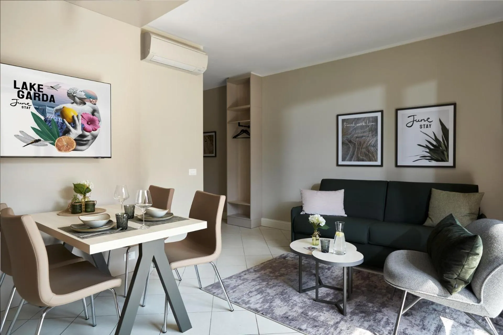 Living room in June Stay Lake Garda