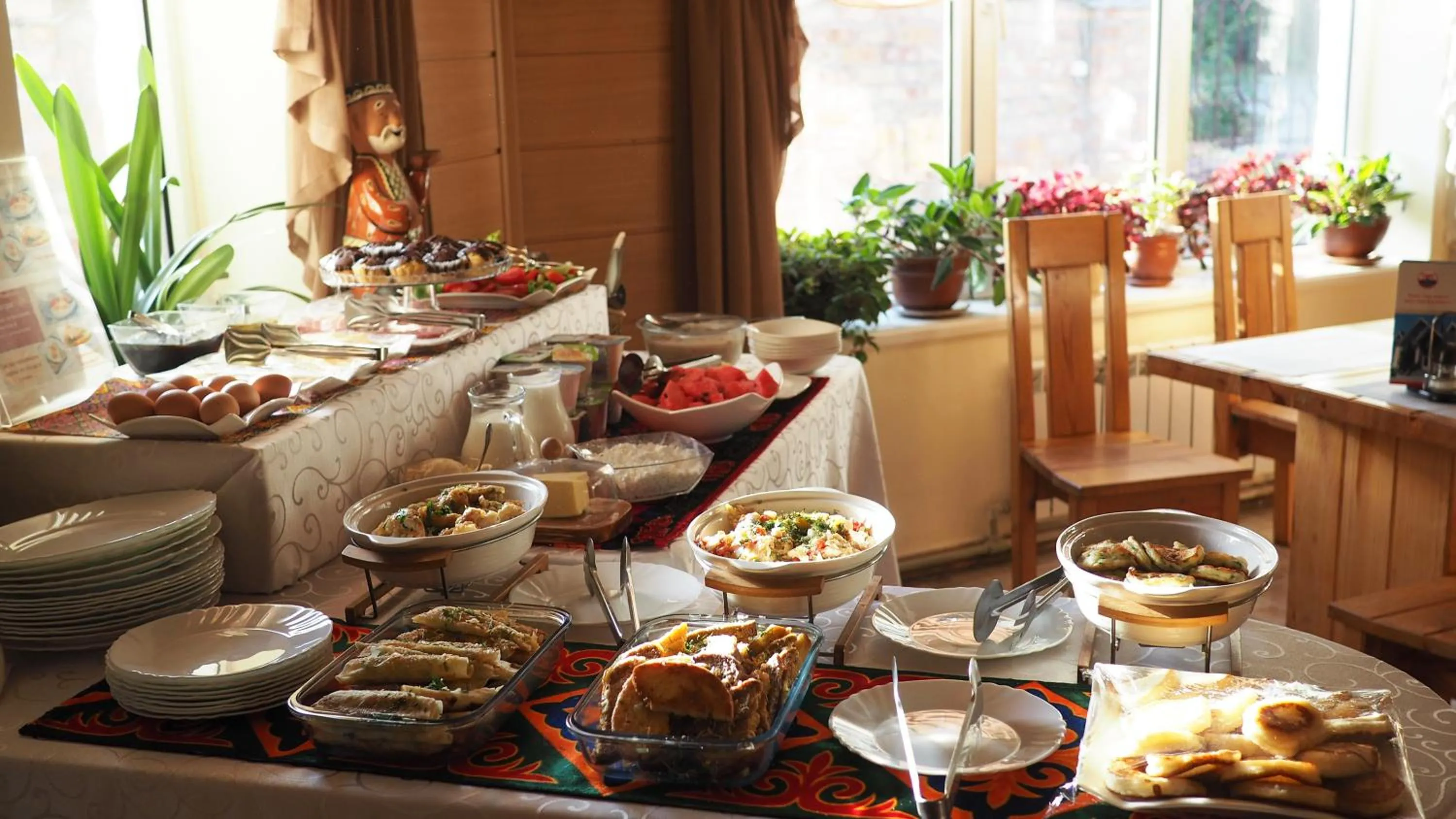 Buffet breakfast in Asian Mountains