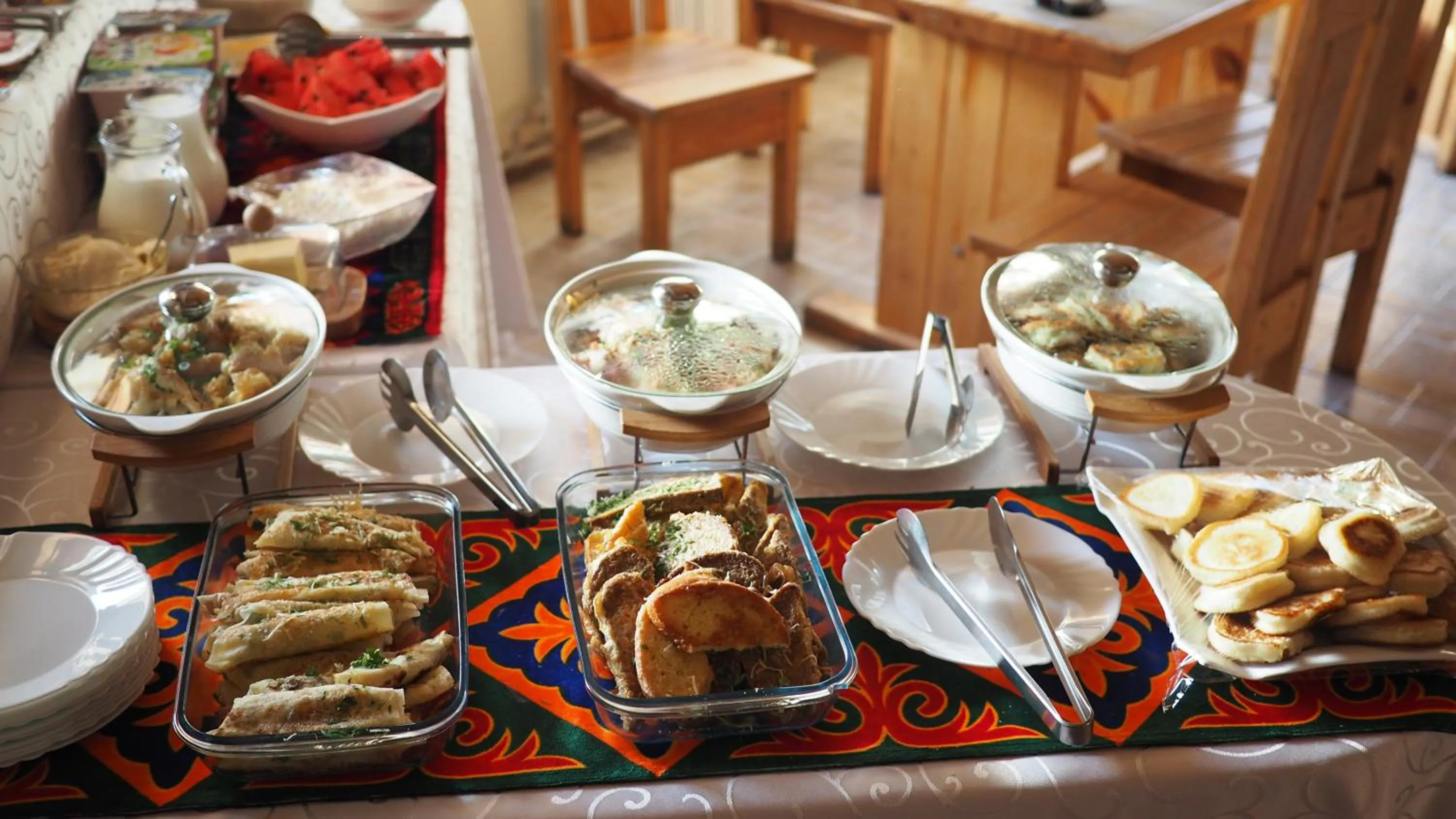 Buffet breakfast in Asian Mountains