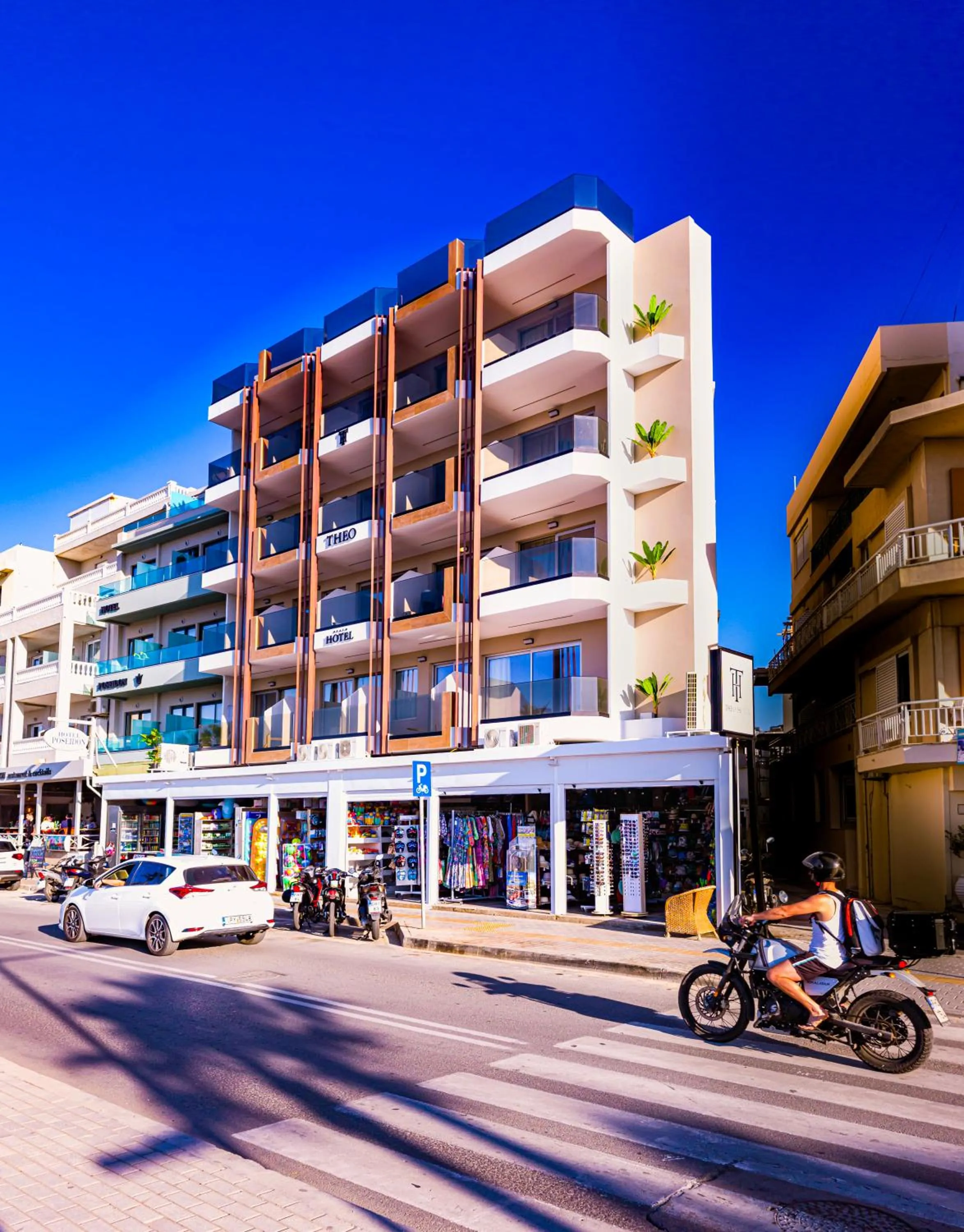 Property building in Theo Beach Hotel Apartments