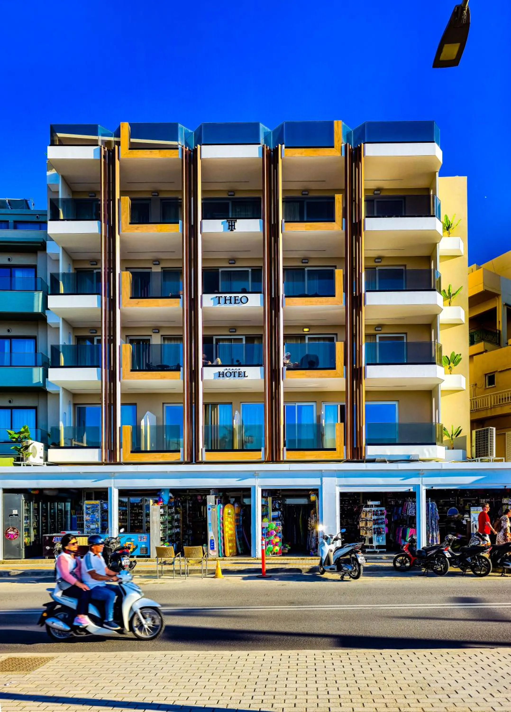 Property building in Theo Beach Hotel Apartments