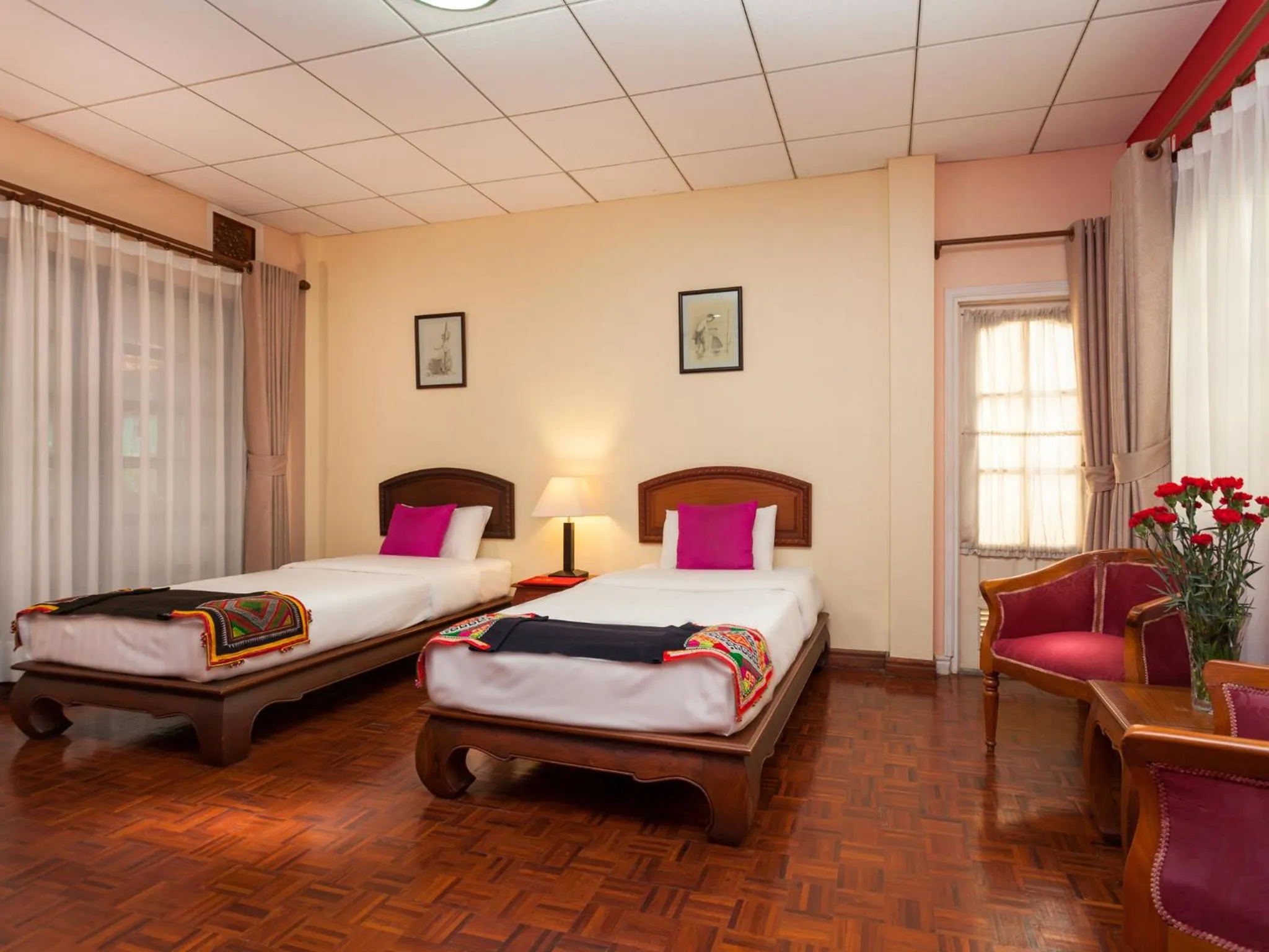 Bed in Chandara Boutique Hotel