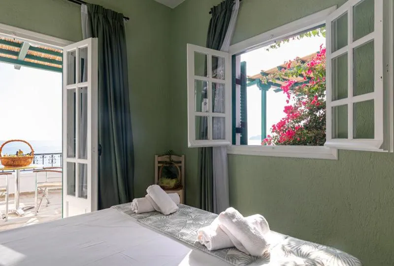 Balcony/Terrace, Bed in Triton Authentic Cretan Hotel