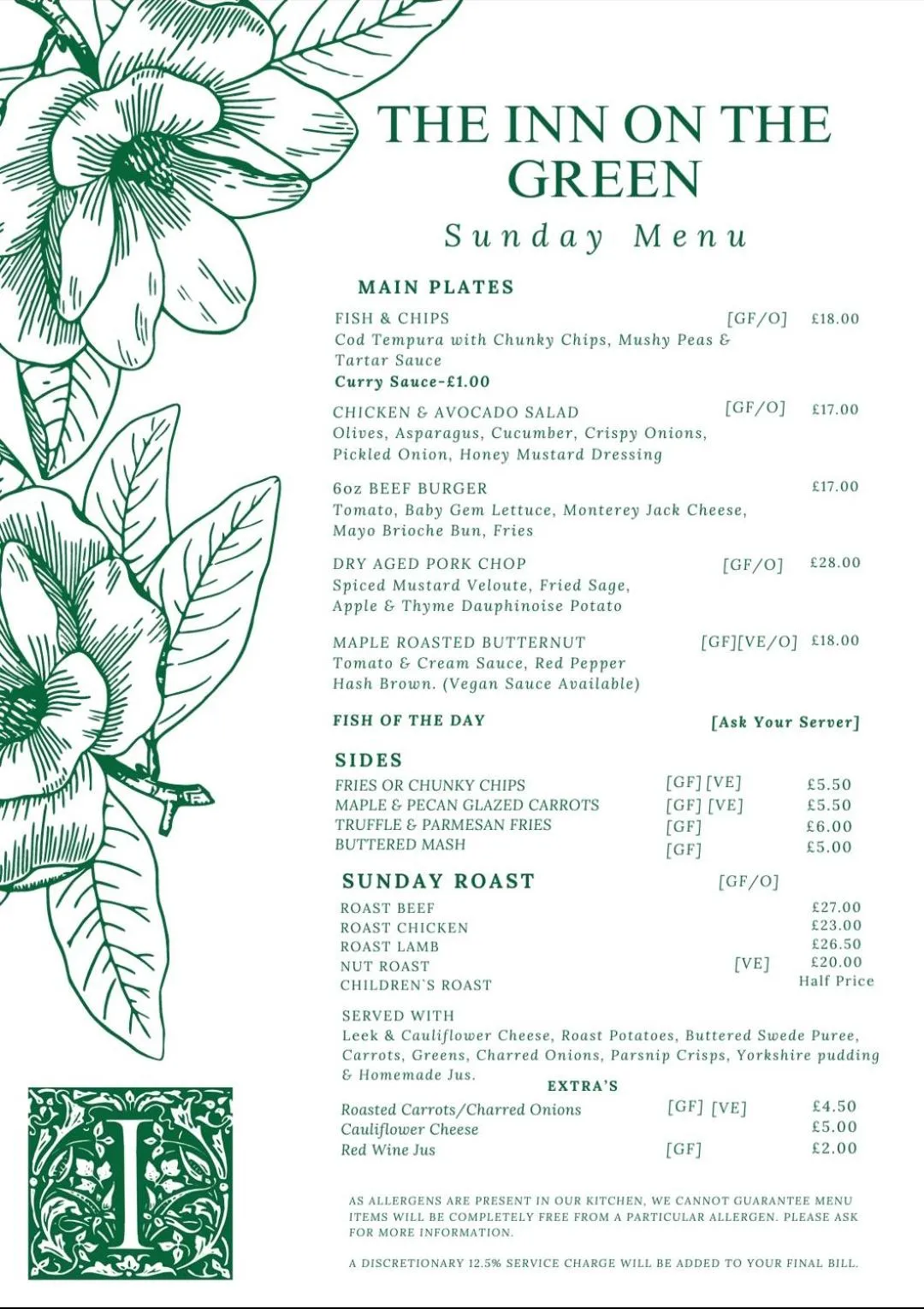 Food and drinks in The Inn On The Green