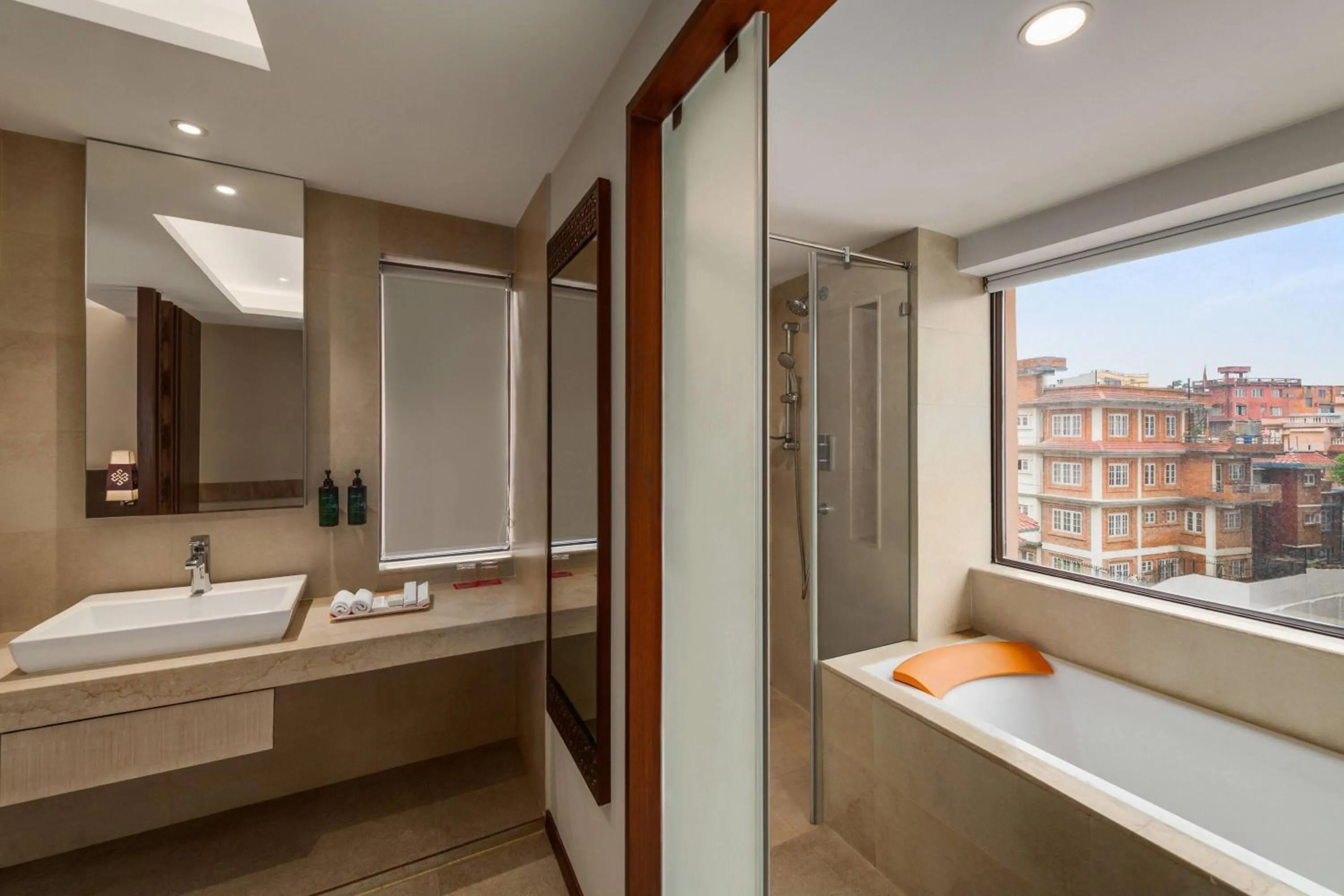 Bathroom, Bed in Ramada by Wyndham Kathmandu Dhumbarahi