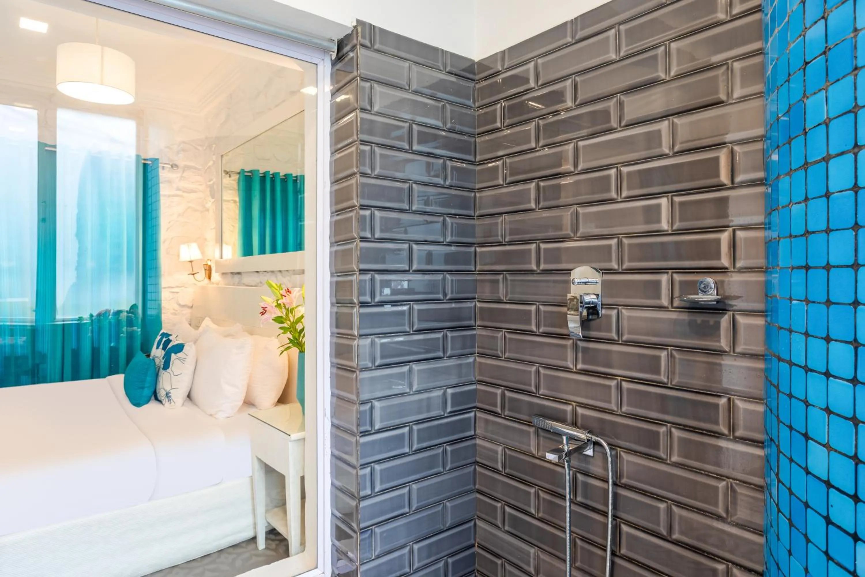 Shower, Bed in The Tamarind Hotel - A Boutique Heritage Stay, Anjuna - Goa