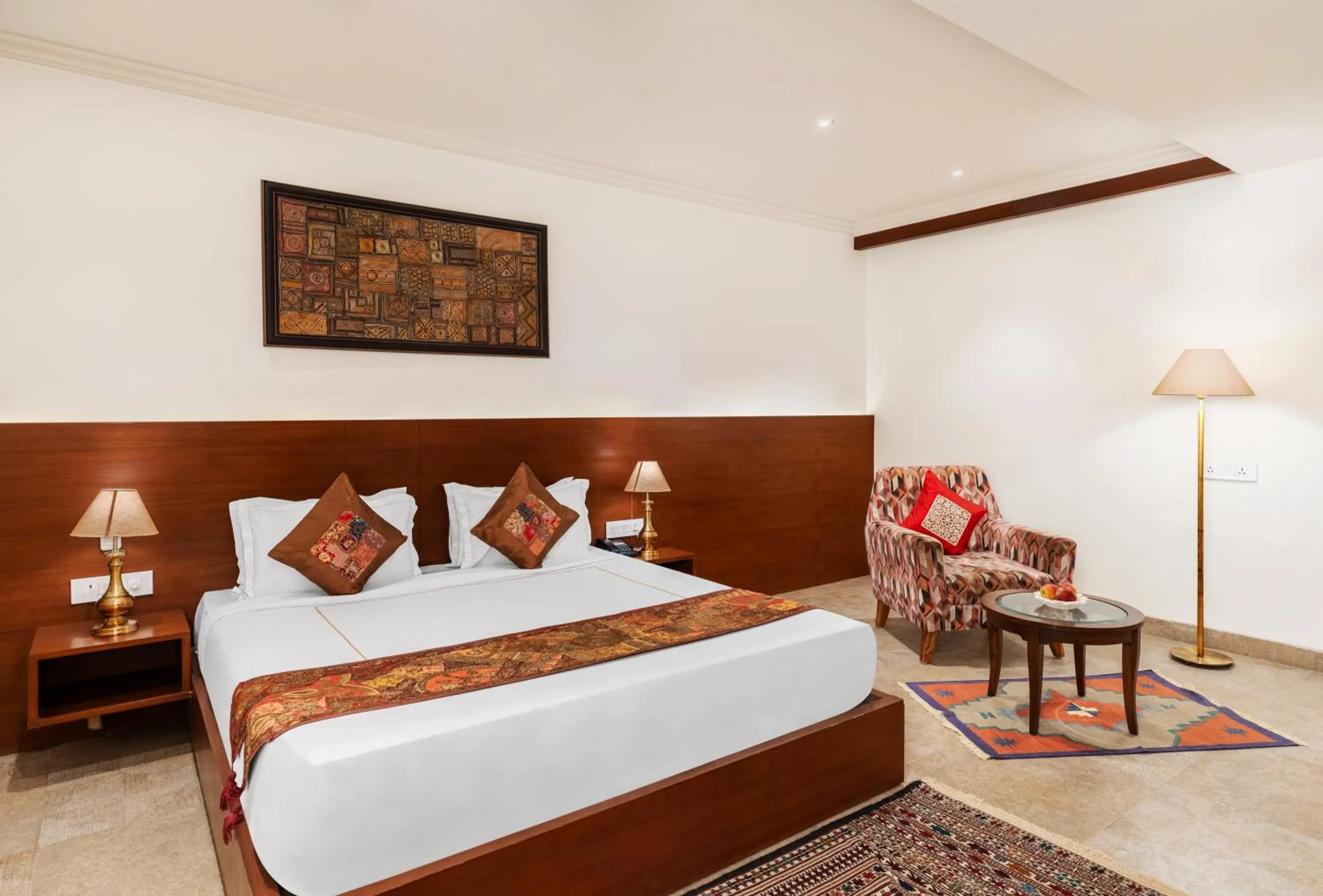 Bed in The Ramvilas - A Rooftop Pichola Lake View Hotel