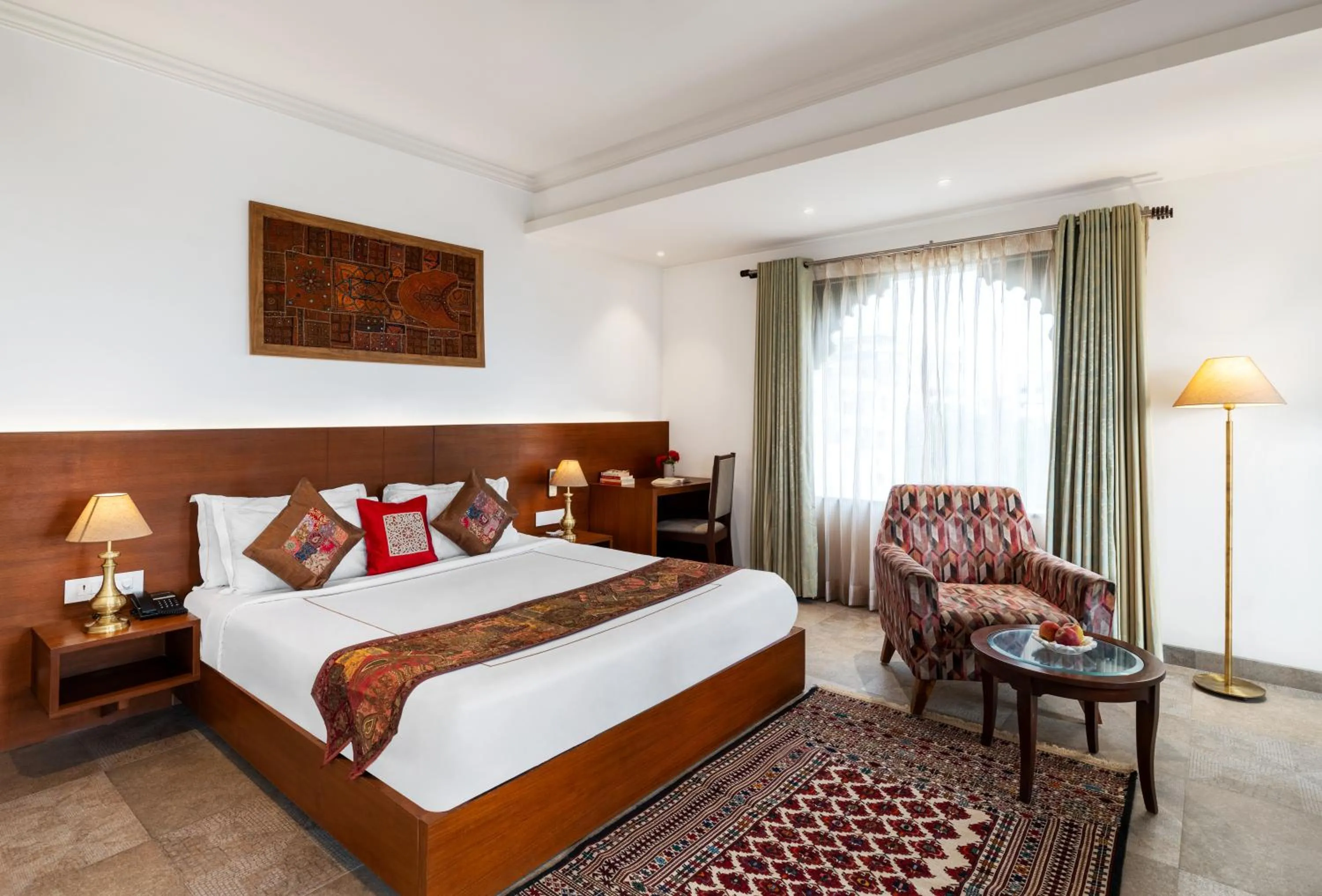 Bed in The Ramvilas - A Rooftop Pichola Lake View Hotel