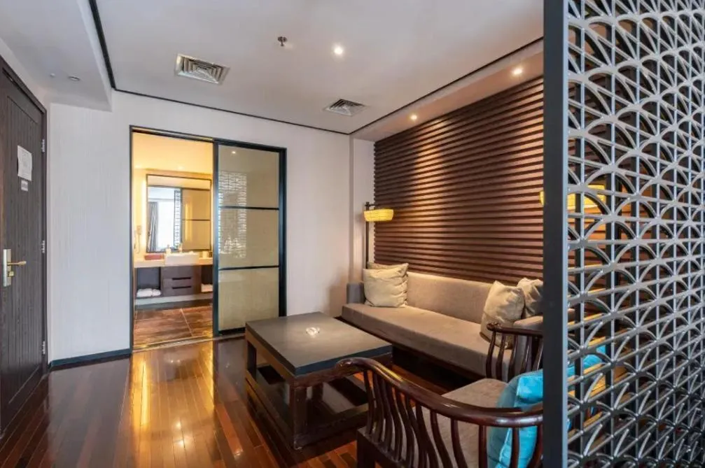 Living room in SSAW Boutique Hotel Hangzhou Xiaoshan Yinlong Hangfachang Subway