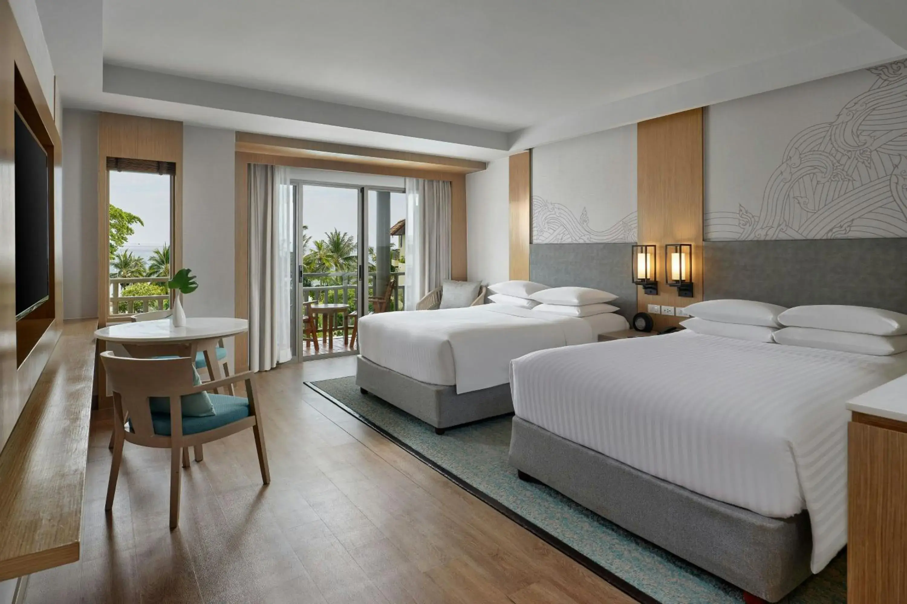 Larger Guest room, 2 Doubles, Pool view in Phuket Marriott Resort & Spa, Merlin Beach Larger Guest room, 2 Doubles, Pool view in Phuket Marriott Resort & Spa, Merlin Beach