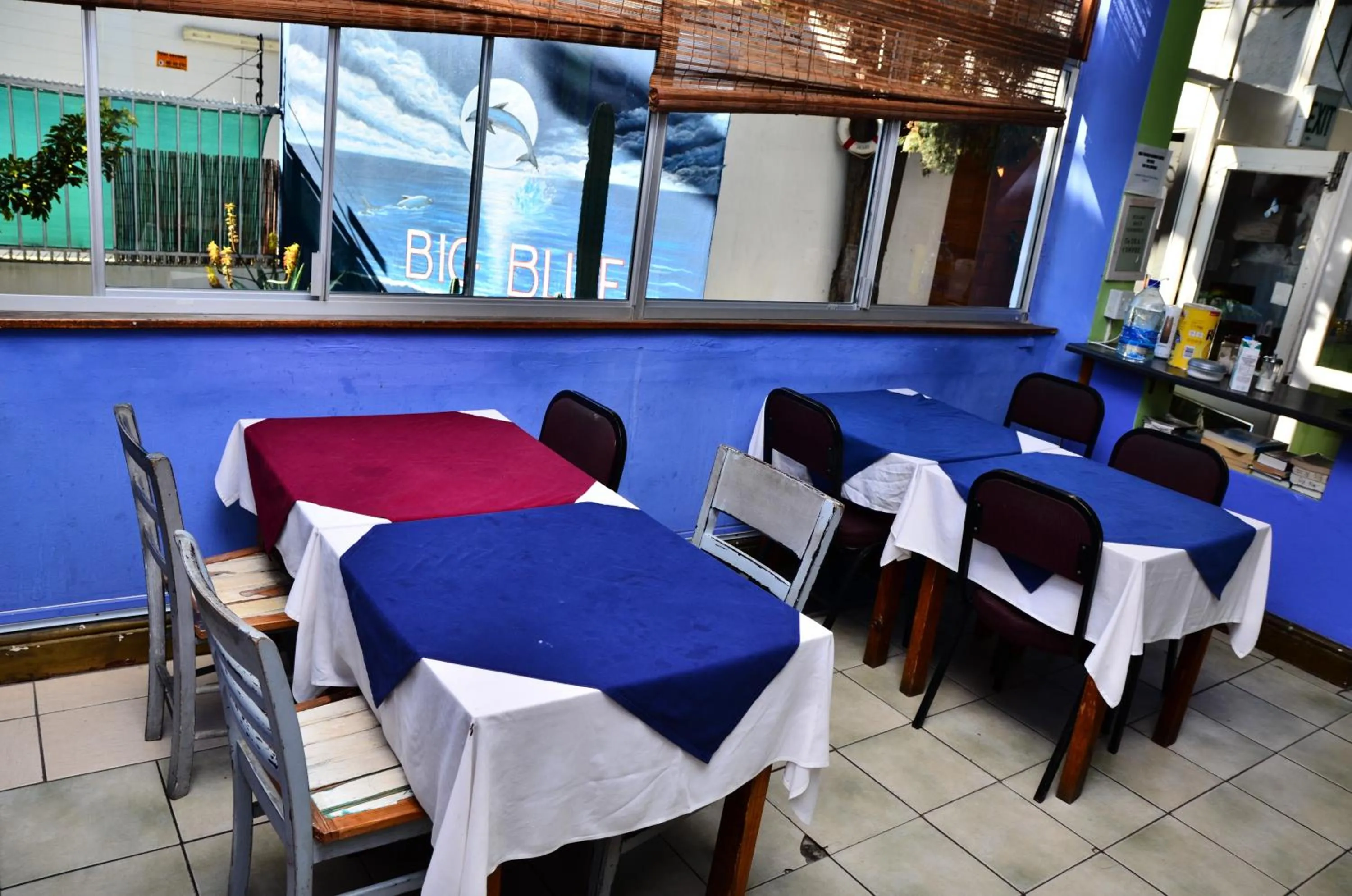 Communal lounge/ TV room in Big Blue Backpackers