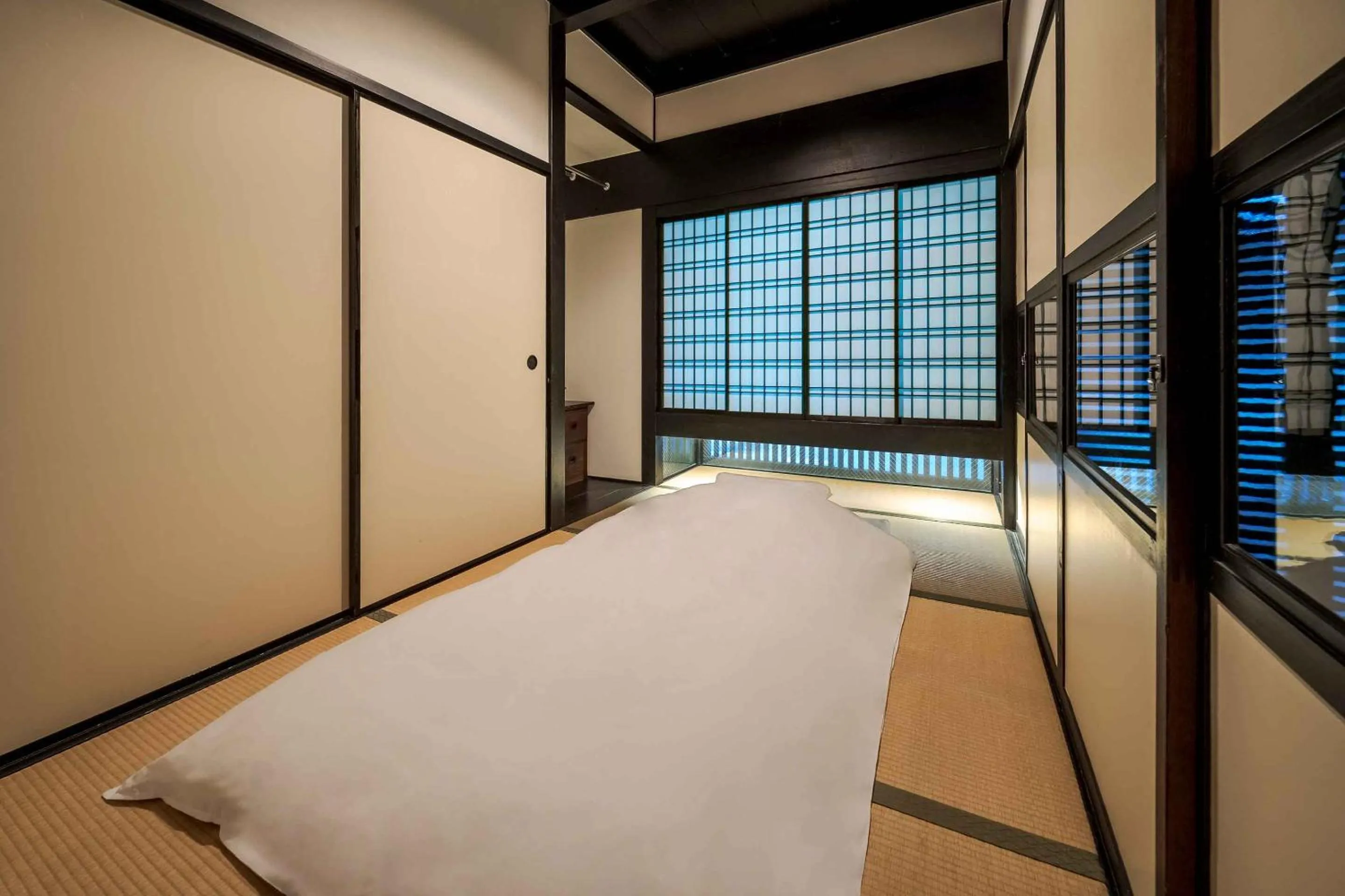 Bedroom, Bed in Shobu an Machiya House