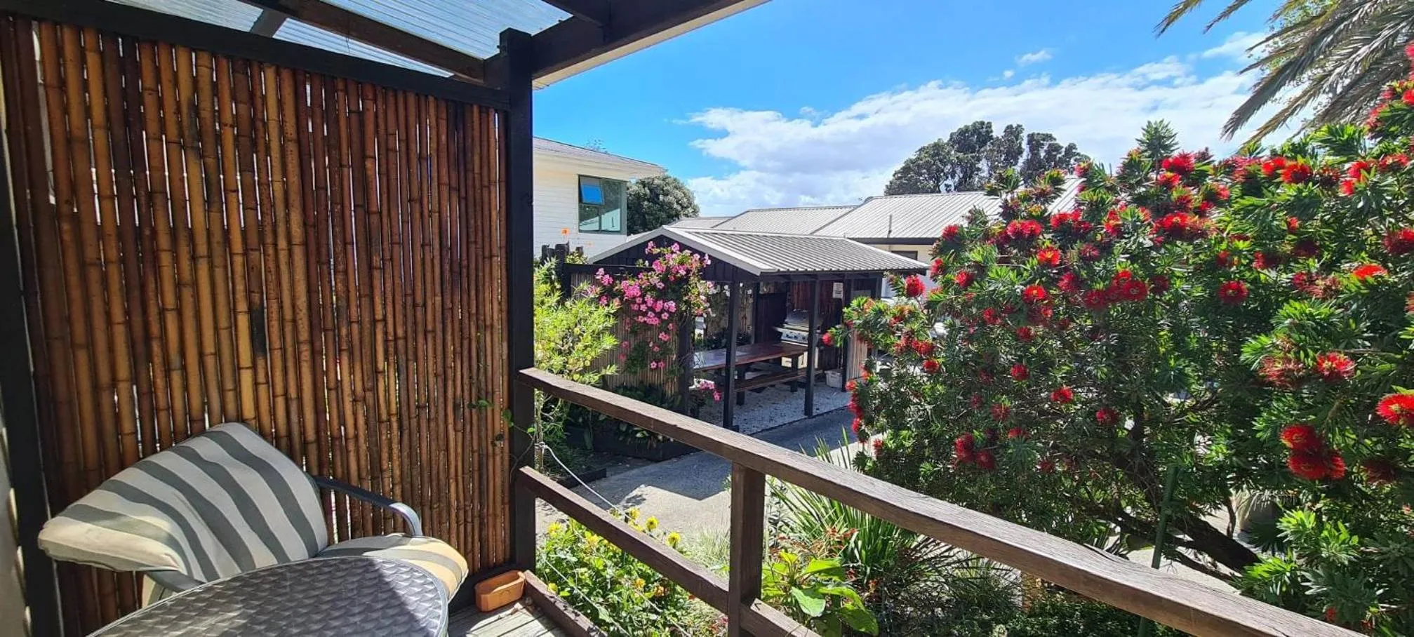 Garden view in Opononi Lighthouse Motel