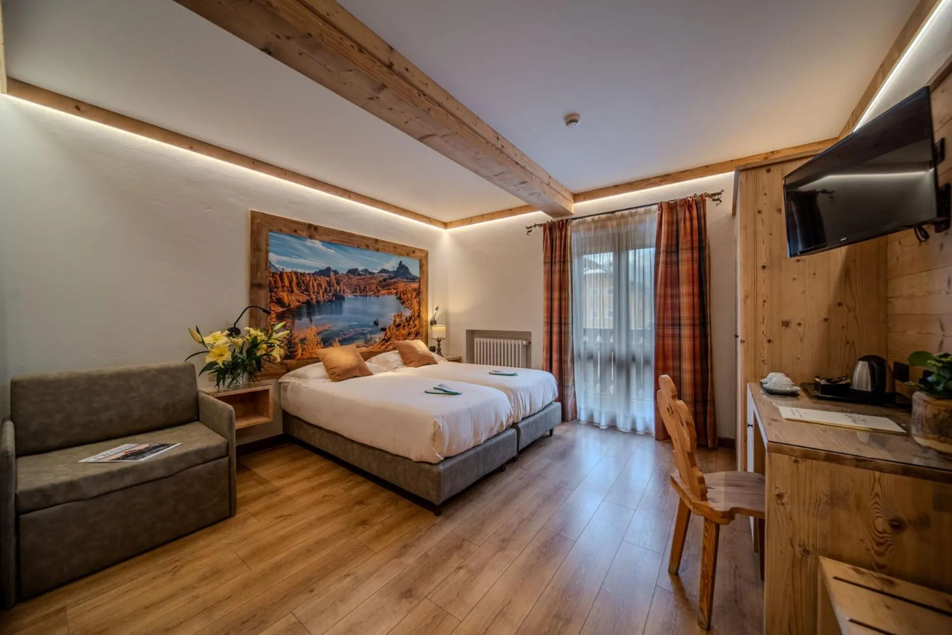 Bedroom, Bed in Hotel Panda Cortina- ricarica auto elettriche