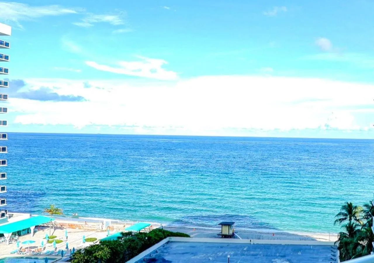 Balcony/Terrace in Miami Hallandale Condo, Partial Ocean View Direct Beach and Pool Access Miami Hollywood Beach