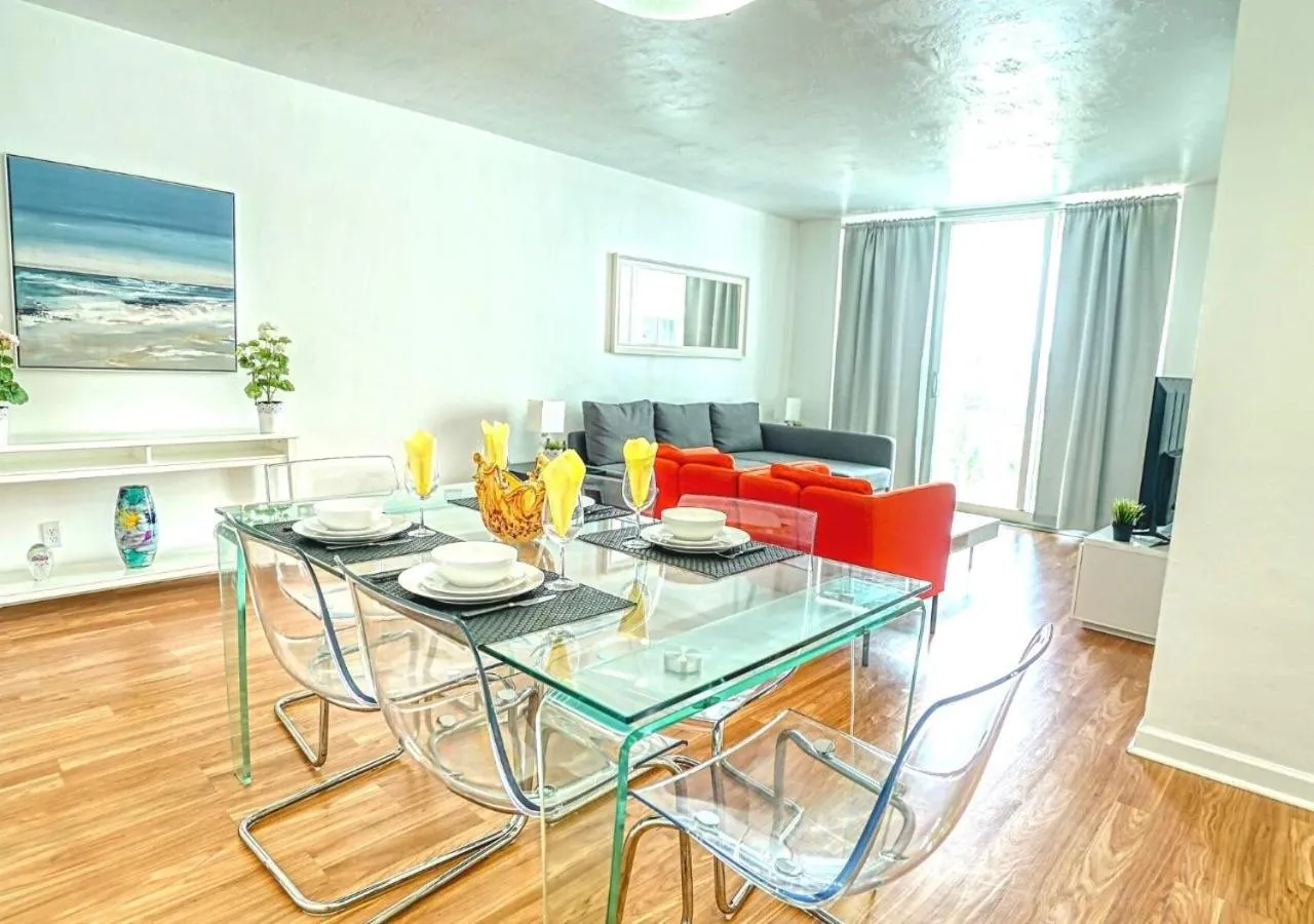 Seating area in Miami Hallandale Condo, Partial Ocean View Direct Beach and Pool Access Miami Hollywood Beach