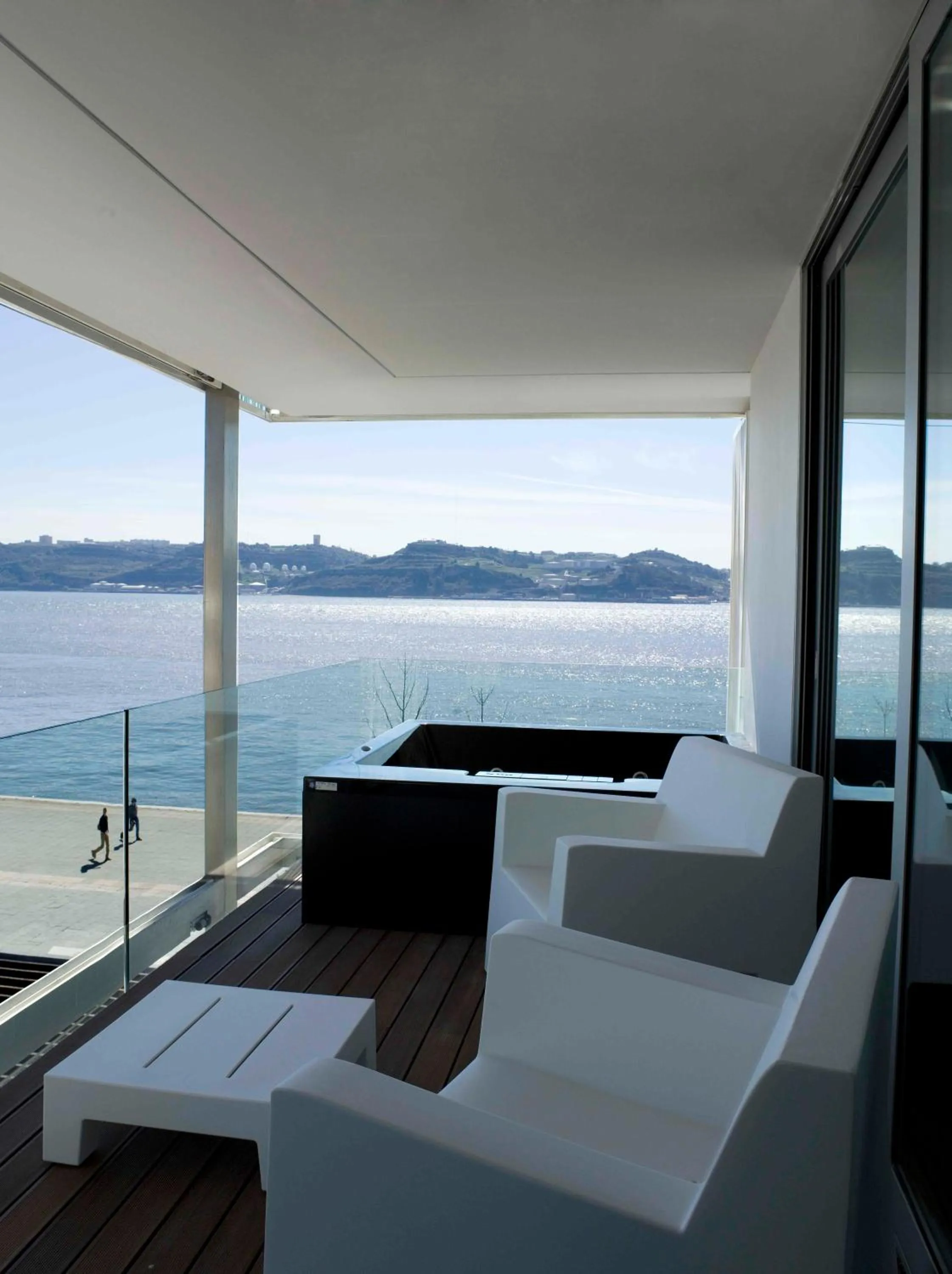 Balcony/Terrace, Bed in Altis Belem Hotel & Spa, a Member of Design Hotels