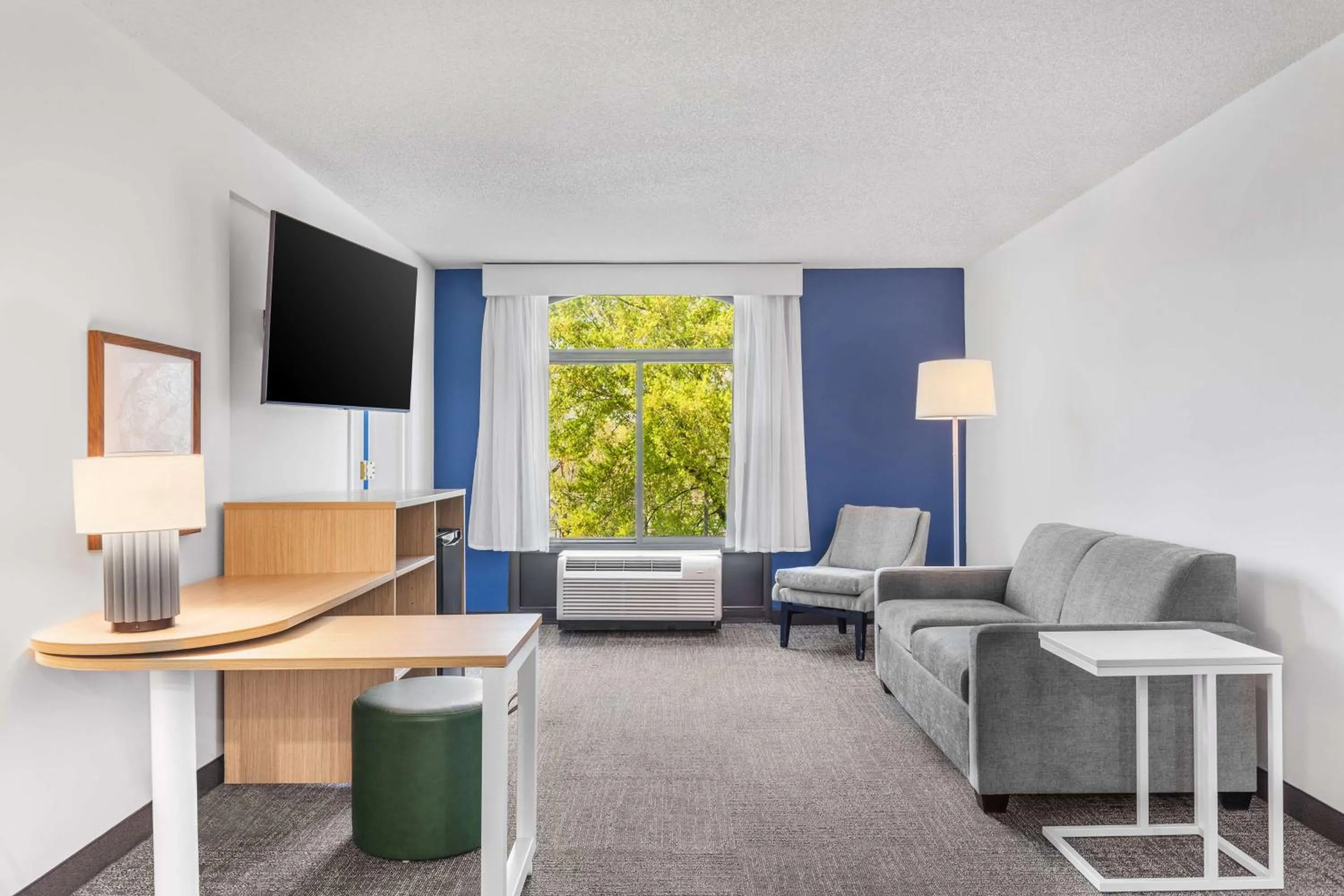 Living room in Spark By Hilton Charlotte Tyvola I-77