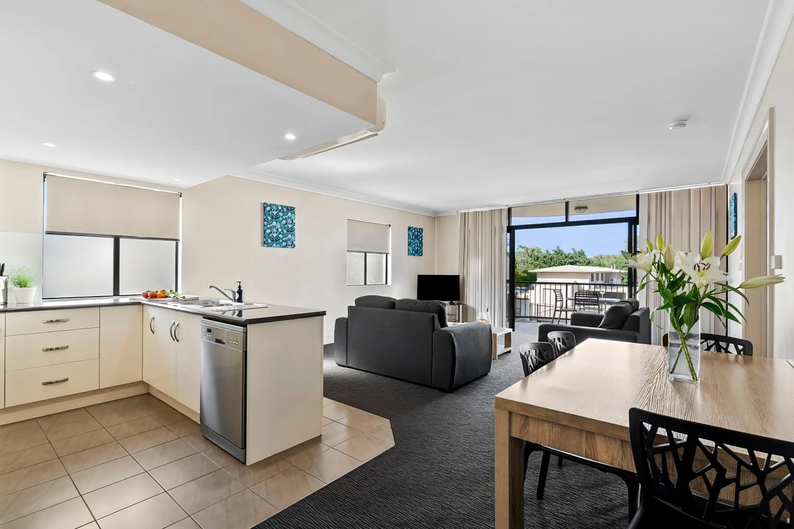 Living room in Cityville Apartments & Motel