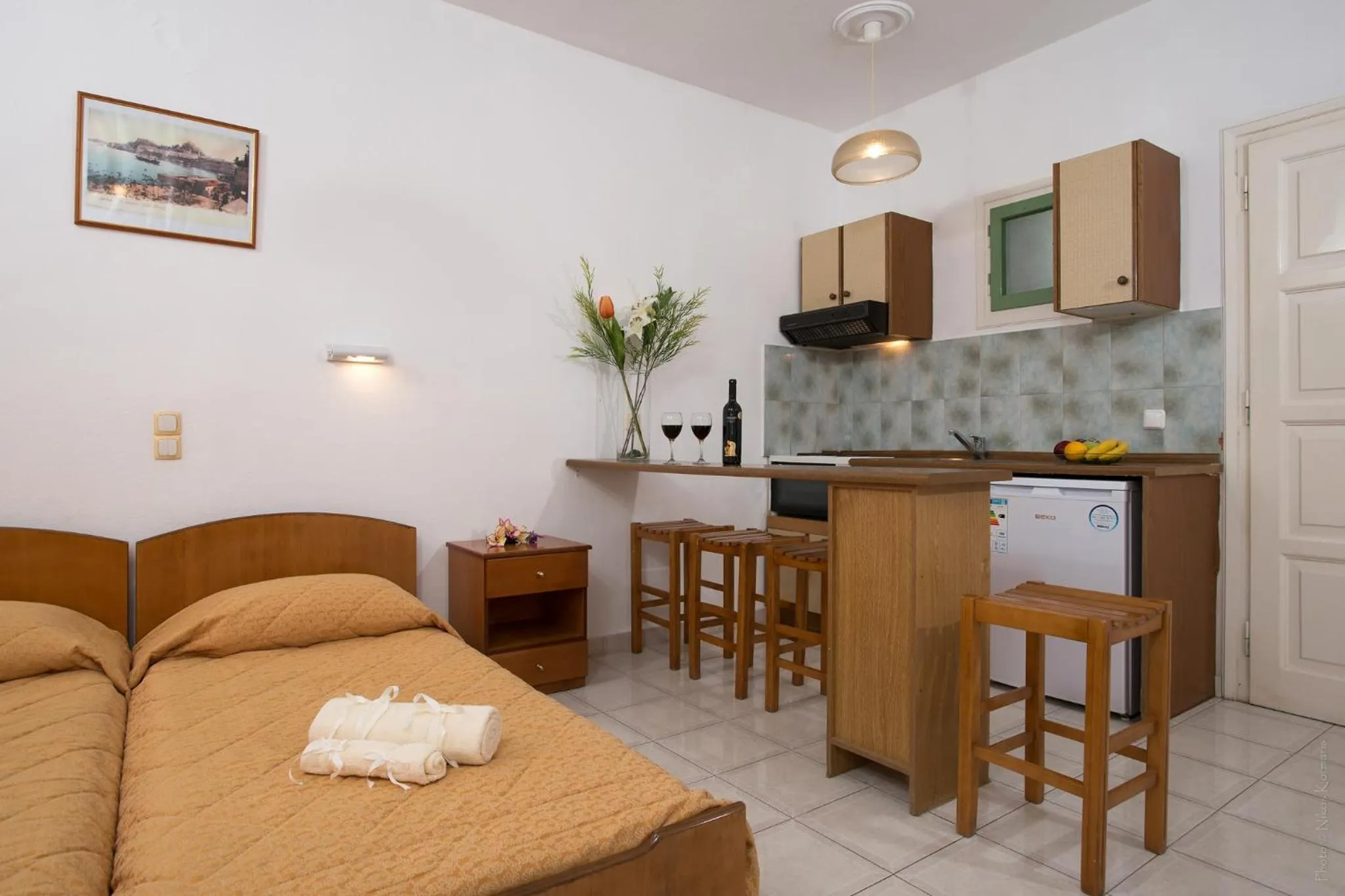 Kitchen or kitchenette in Philippos Hotel