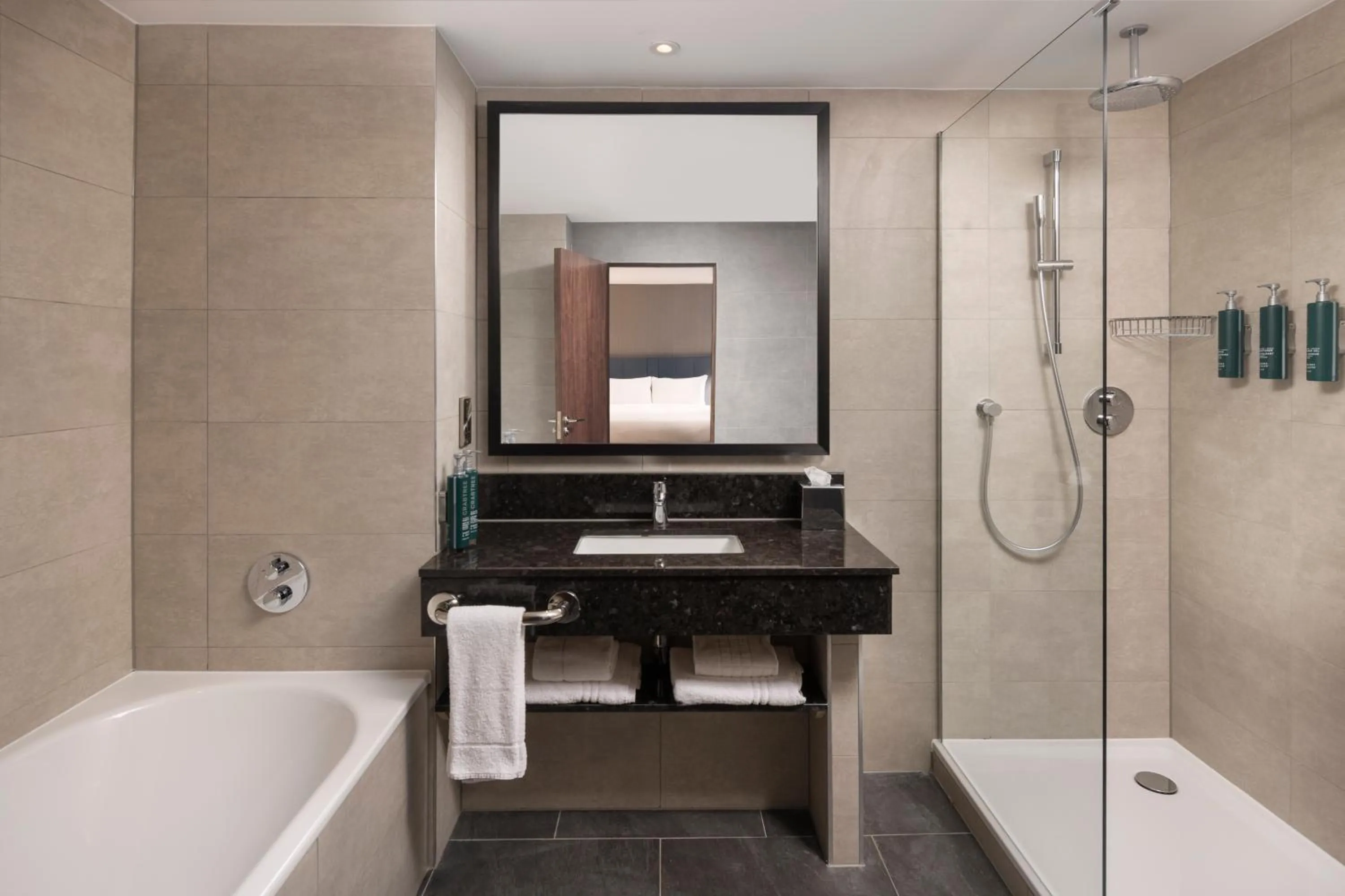 Shower in Hilton Garden Inn London Heathrow Terminal 2 and 3