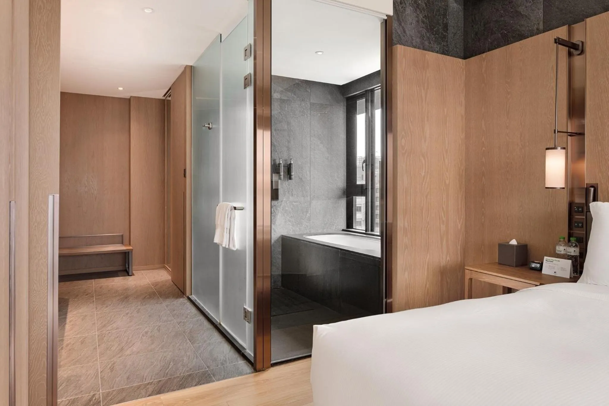 Bathroom, Bed in DoubleTree by Hilton Taipei Zhongshan