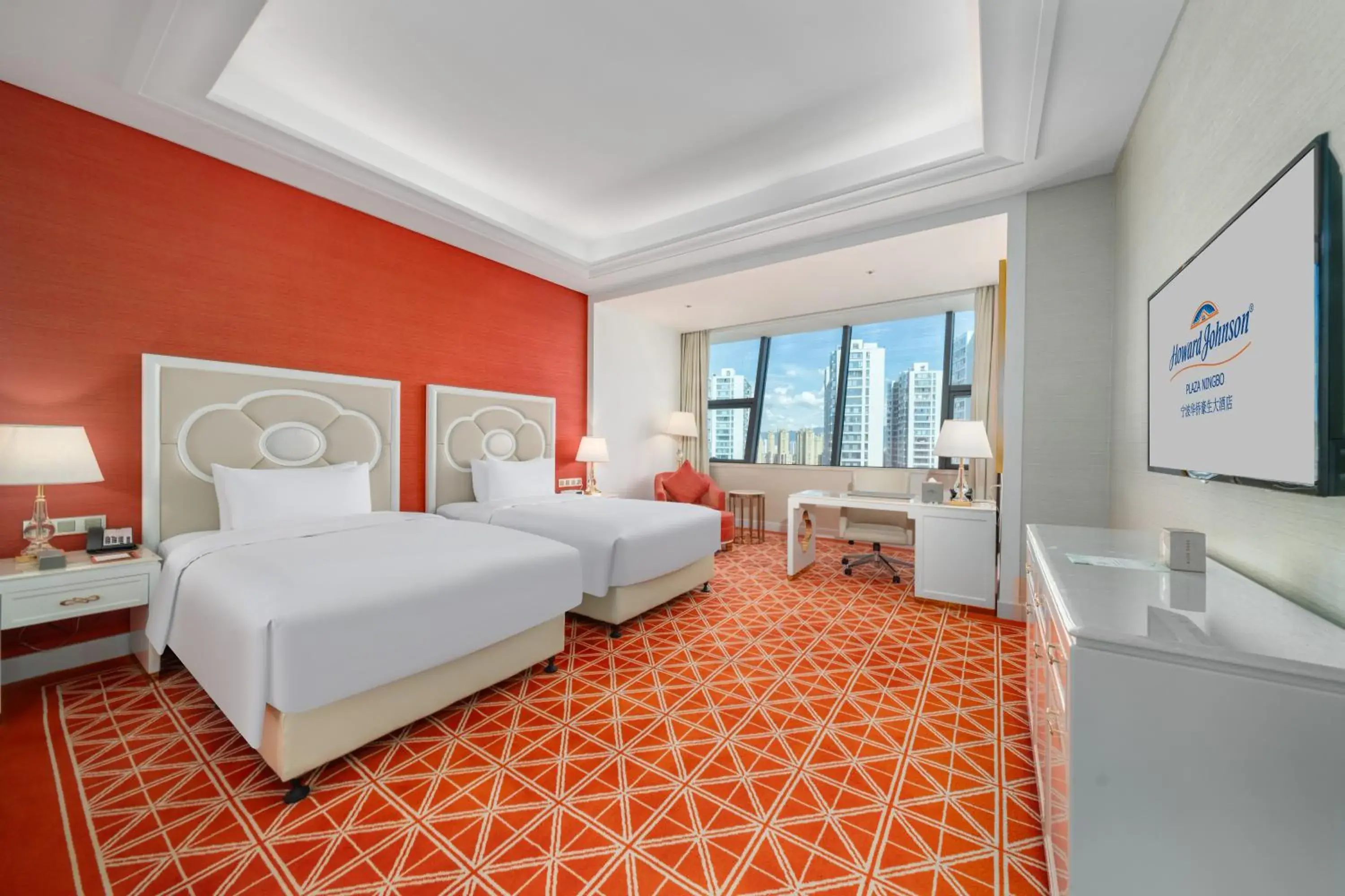 Modern Classic Twin Room - Non-Smoking in Howard Johnson Plaza Ningbo Modern Classic Twin Room - Non-Smoking in Howard Johnson Plaza Ningbo