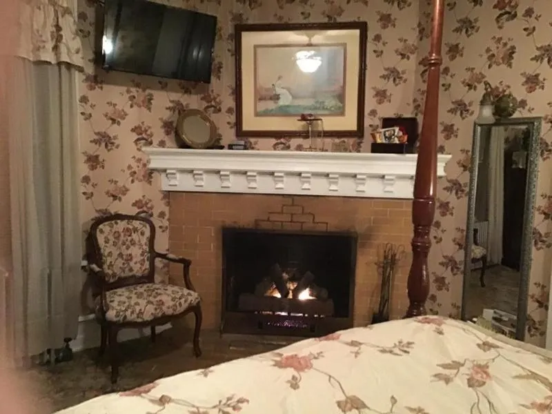 fireplace in Brookview Manor Inn