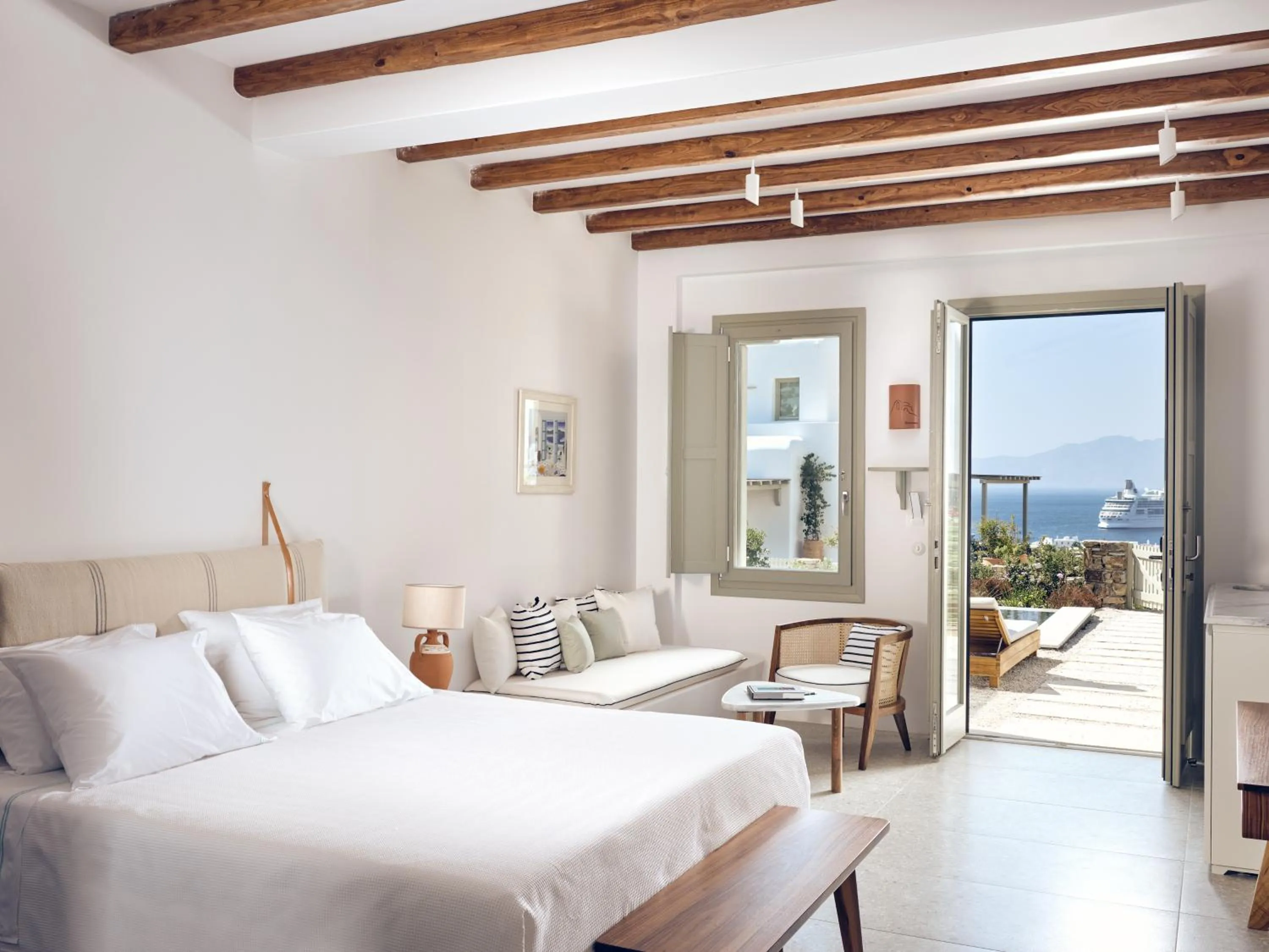 Photo of the whole room, Bed in Belvedere Mykonos - Hilltop Rooms & Suites - The Leading Hotels of the World