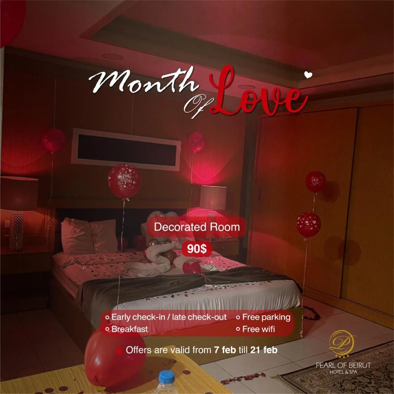 Bed in Pearl of Beirut Hotel & Spa