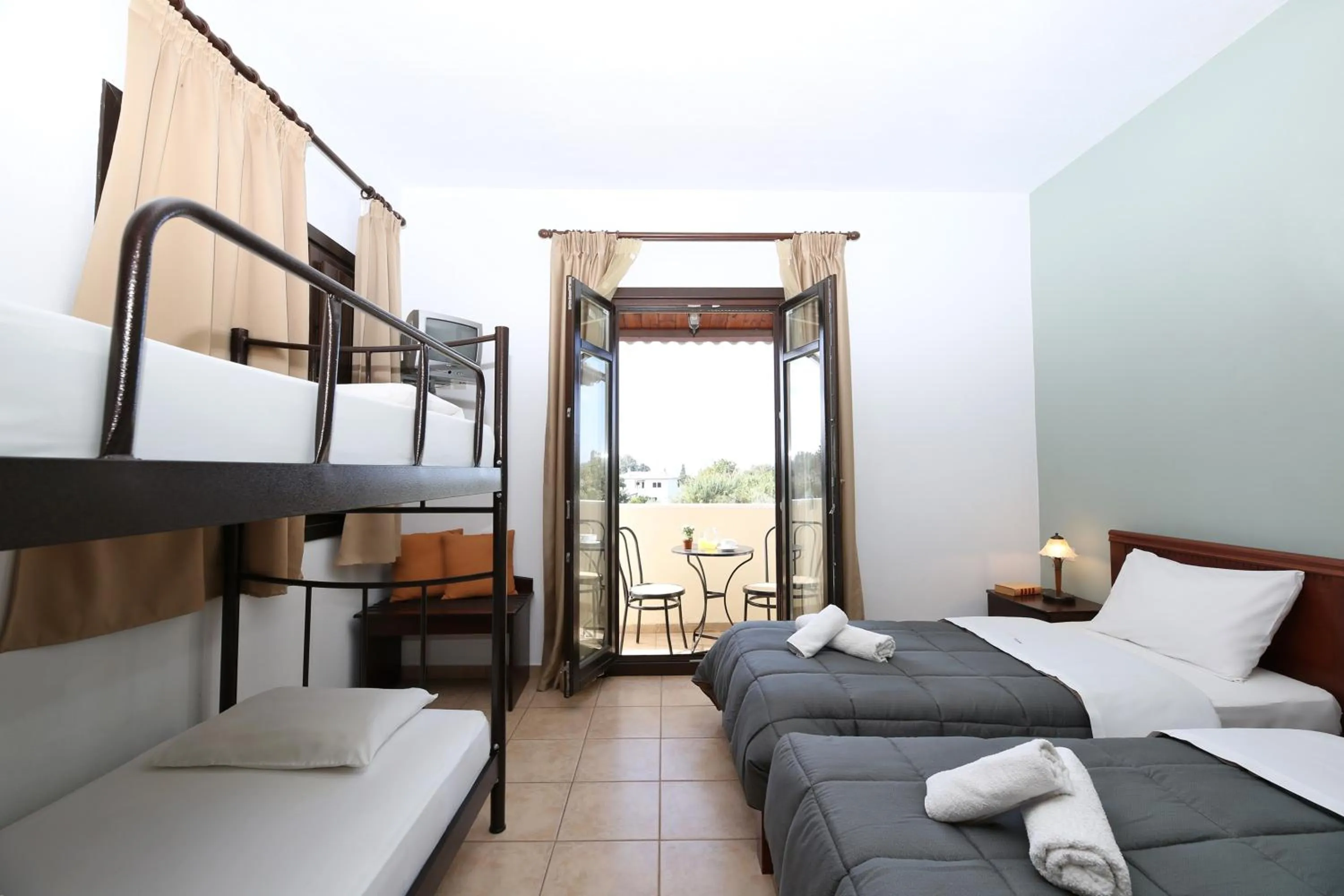 Balcony/Terrace, Bed in Palirria Hotel & Studios