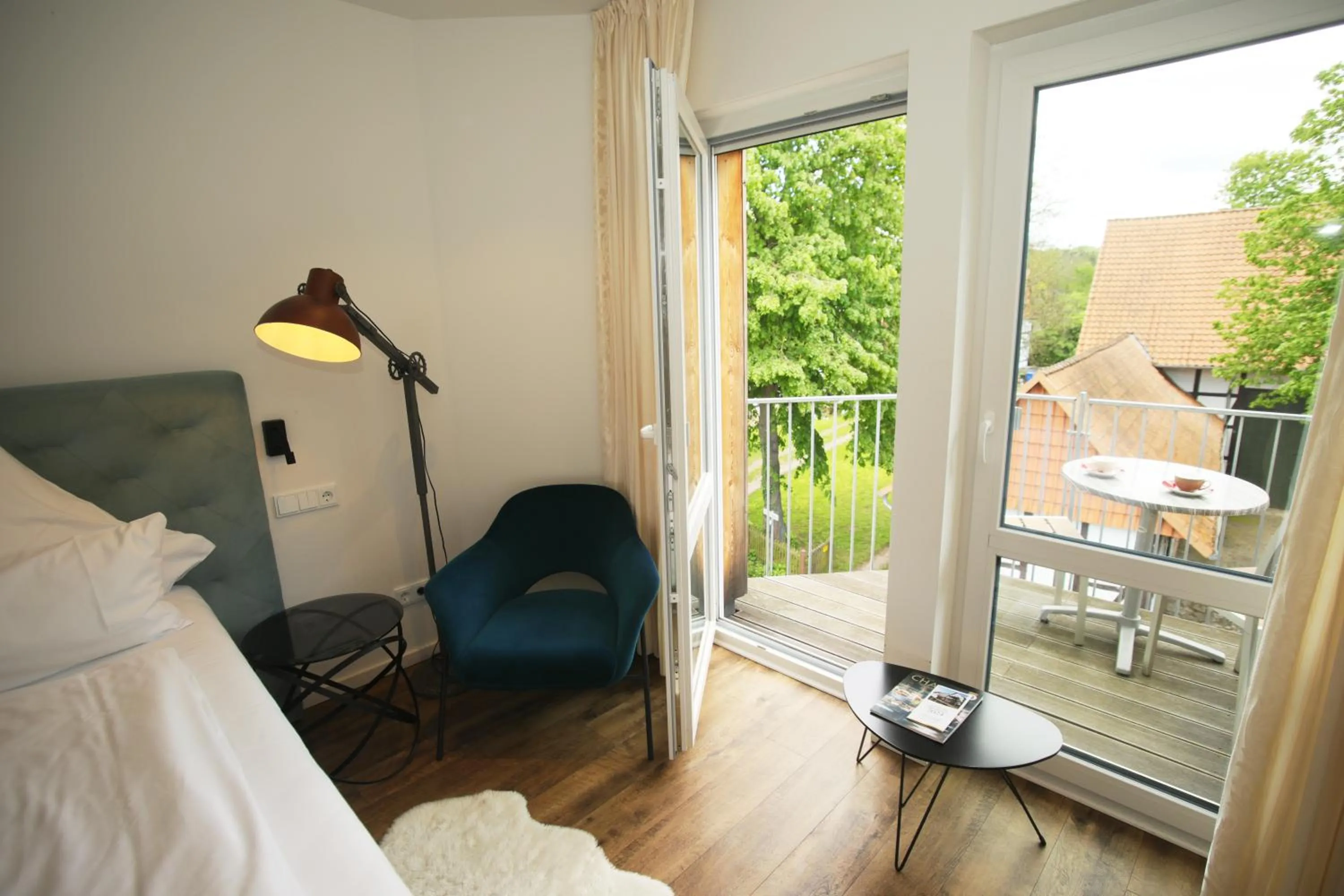 View (from property/room), Bed in Romantik Hotel Landhaus Biewald
