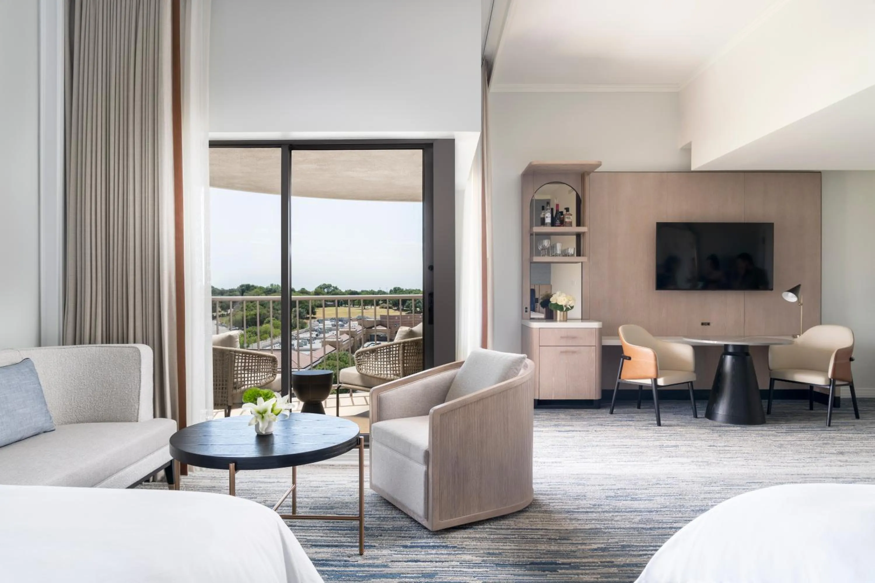 View (from property/room), Bed in The Ritz-Carlton Dallas, Las Colinas