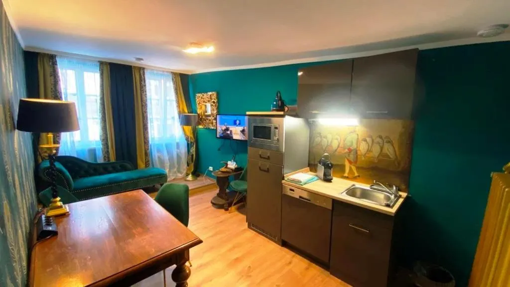 Kitchen or kitchenette in Boutique Hotel & Bio Wirtshaus Schwarzer Bock