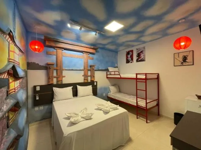 Bed in Pousada Country K no Parque Aquamak