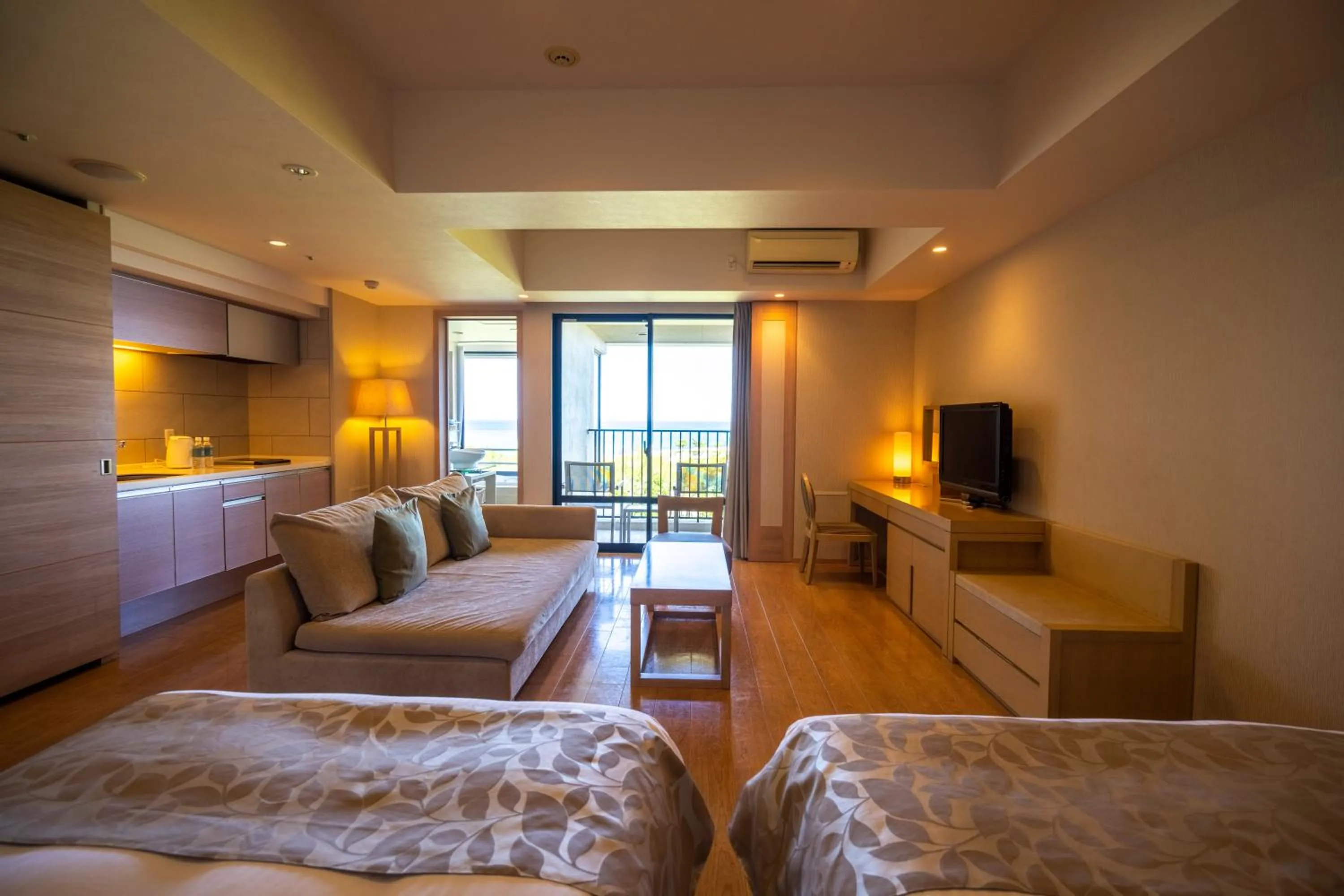 Bed in Moon Ocean Ginowan Hotel & Residence