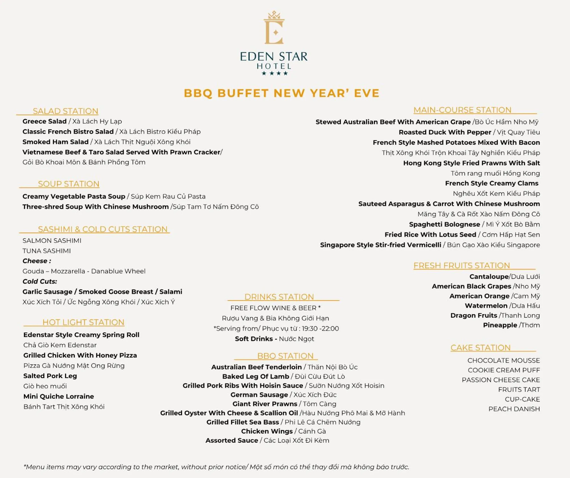 Restaurant/places to eat in Eden Star Saigon Hotel