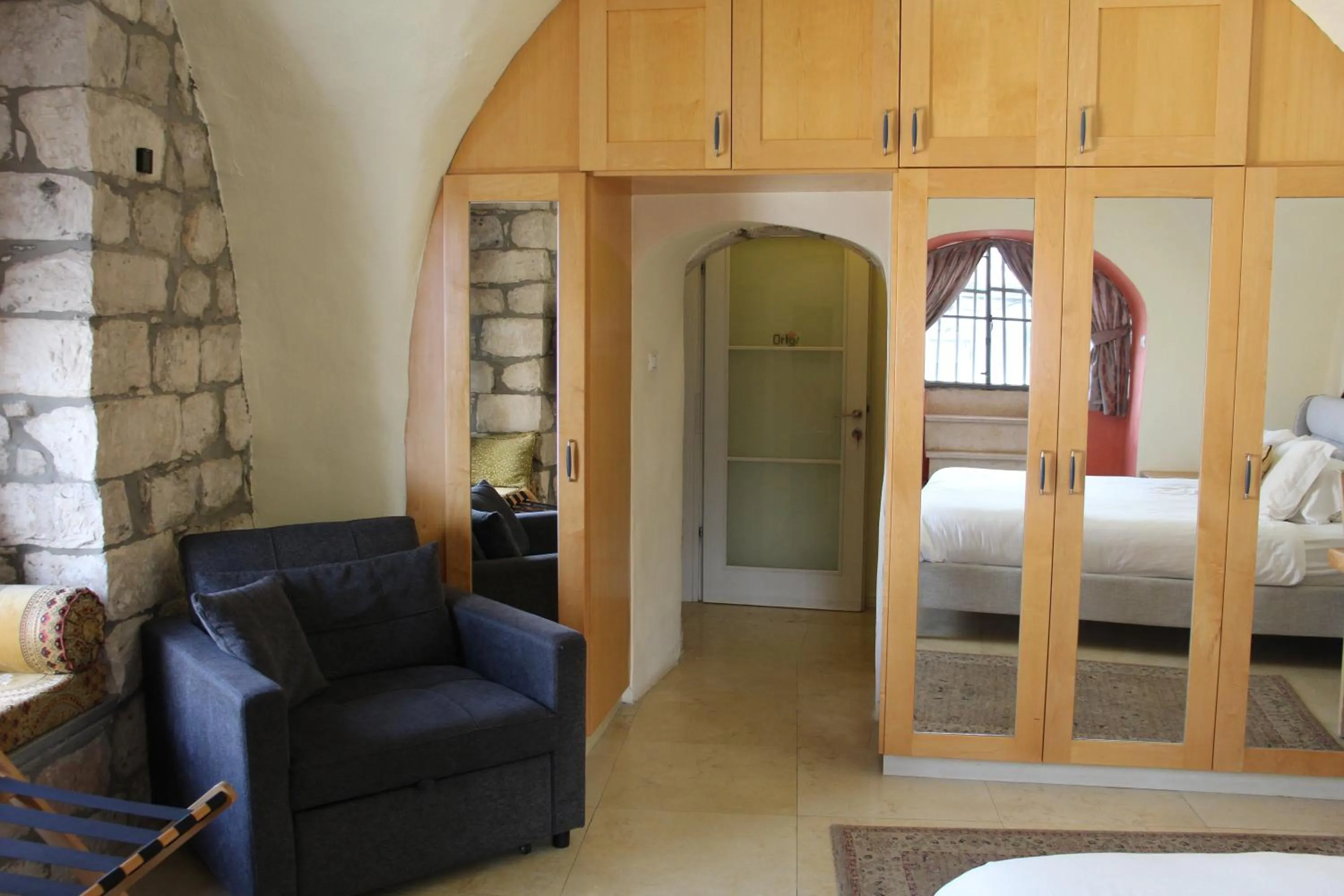 furniture, Bed in Artists' Colony Inn Zefat