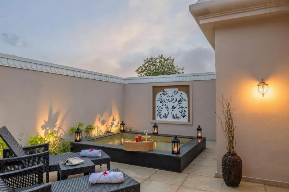 Seating area in Vijayshree Resort, Hampi