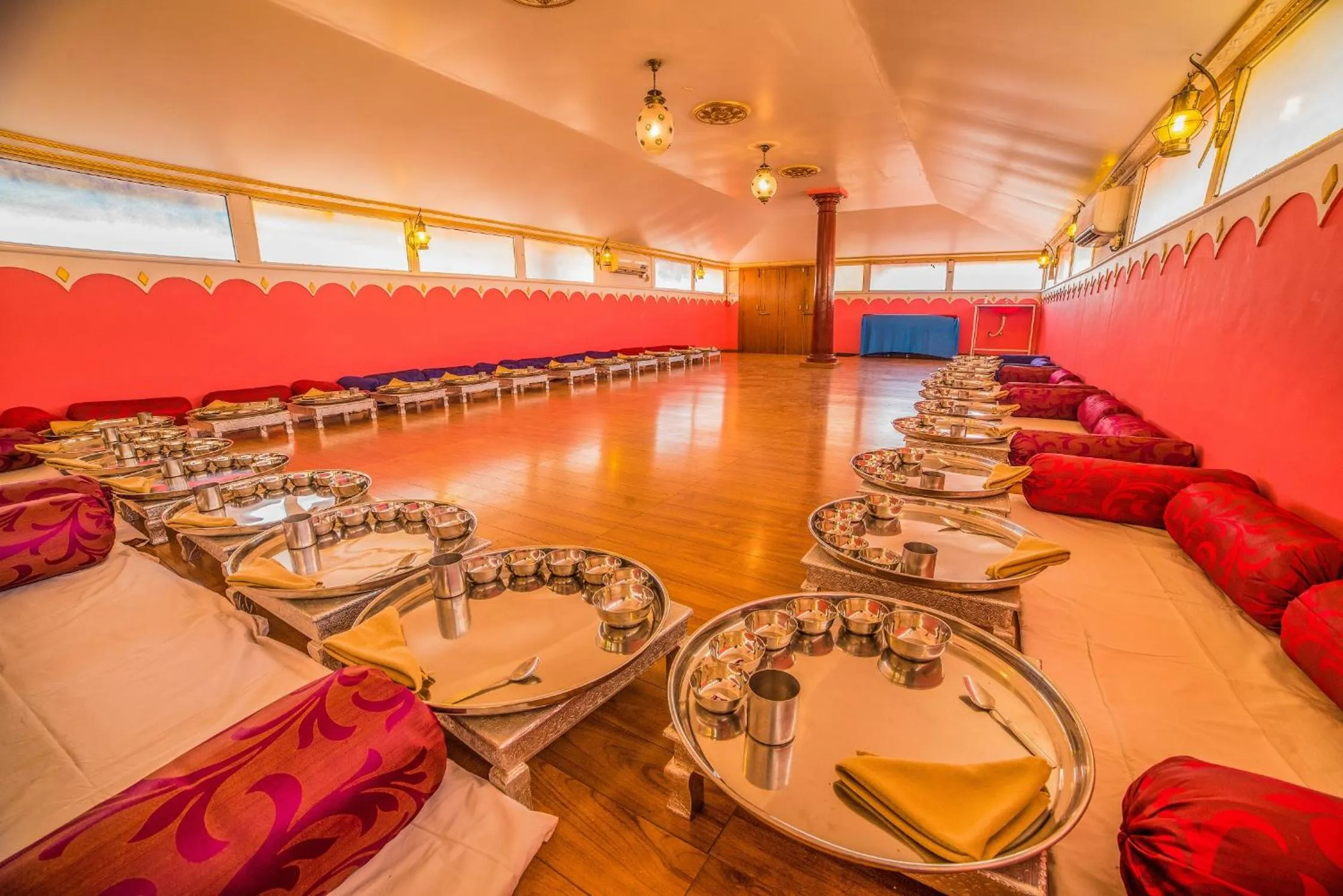 Dining area in Vijayshree Resort, Hampi