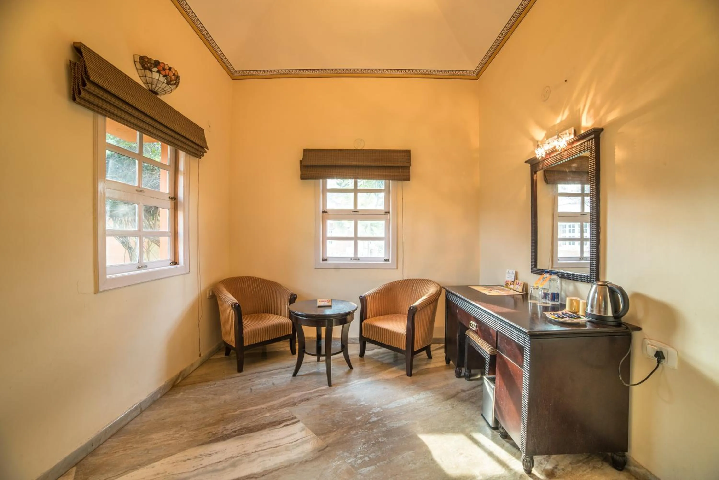 Living room in Vijayshree Resort, Hampi