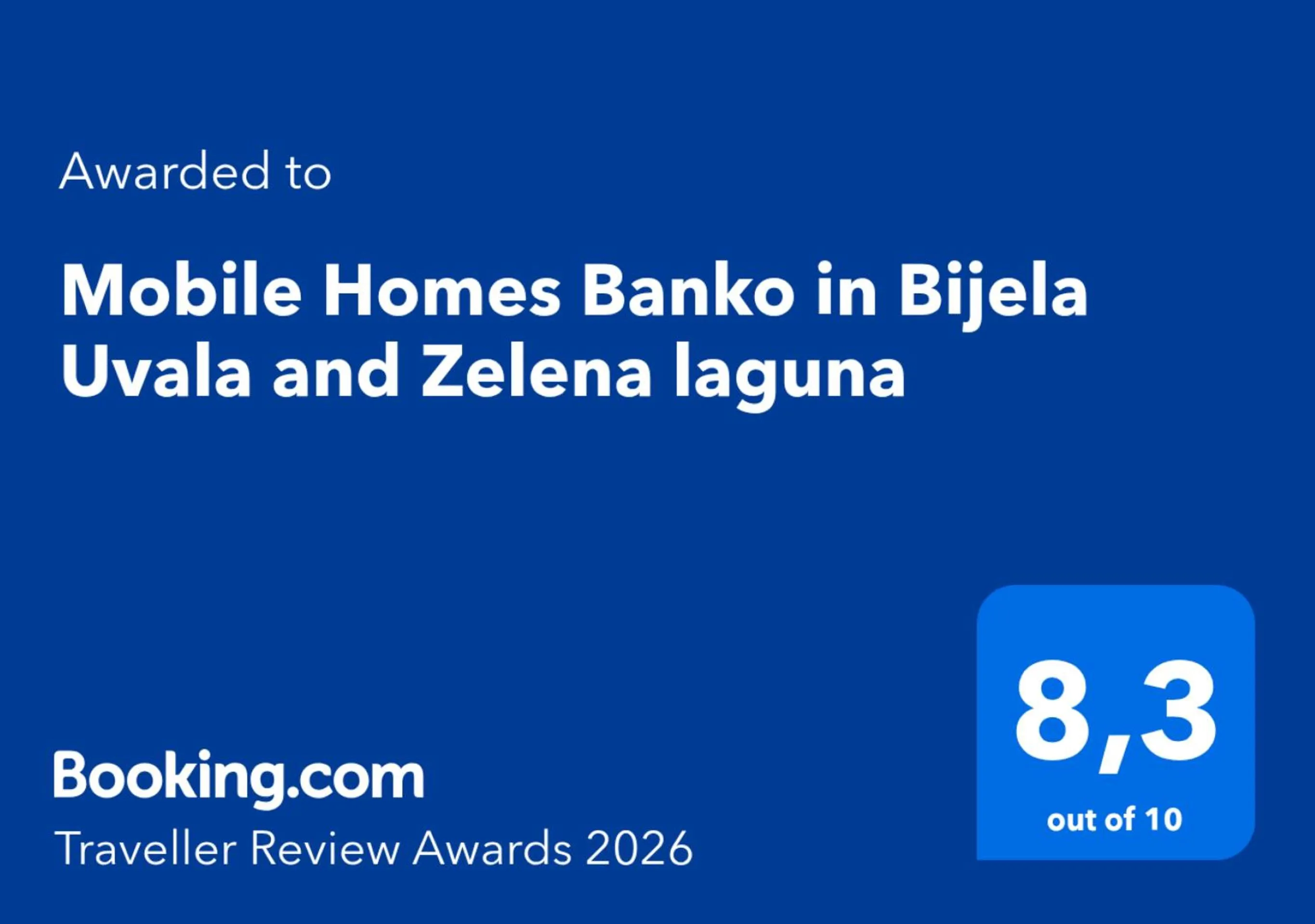 Certificate/Award in Mobile Homes Banko in Bijela Uvala and Zelena laguna