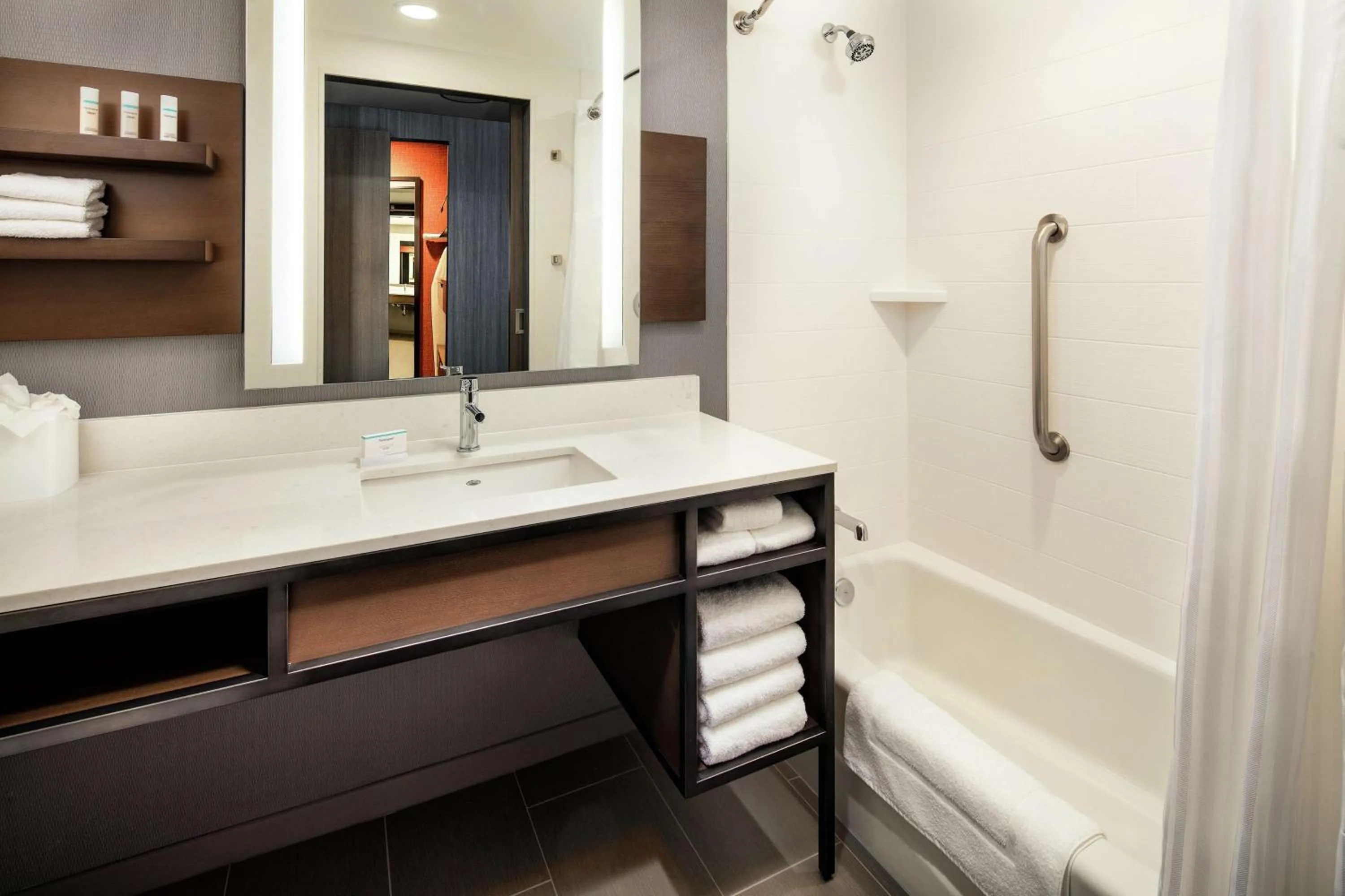 Bathroom, Bed in Hilton Garden Inn Sacramento Airport Natomas