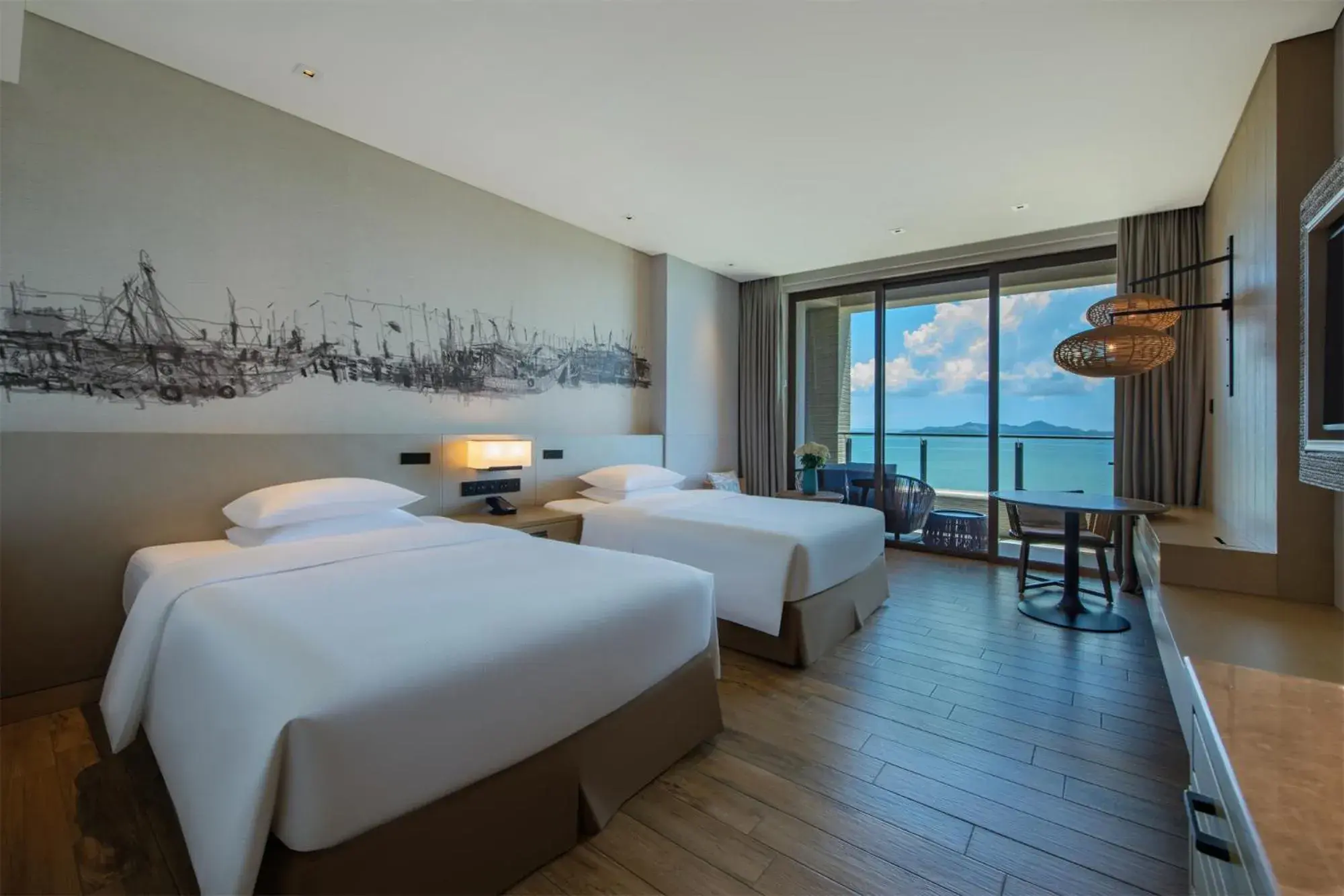 Premium Twin Room with Sea View in DoubleTree by Hilton Shanwei Premium Twin Room with Sea View in DoubleTree by Hilton Shanwei