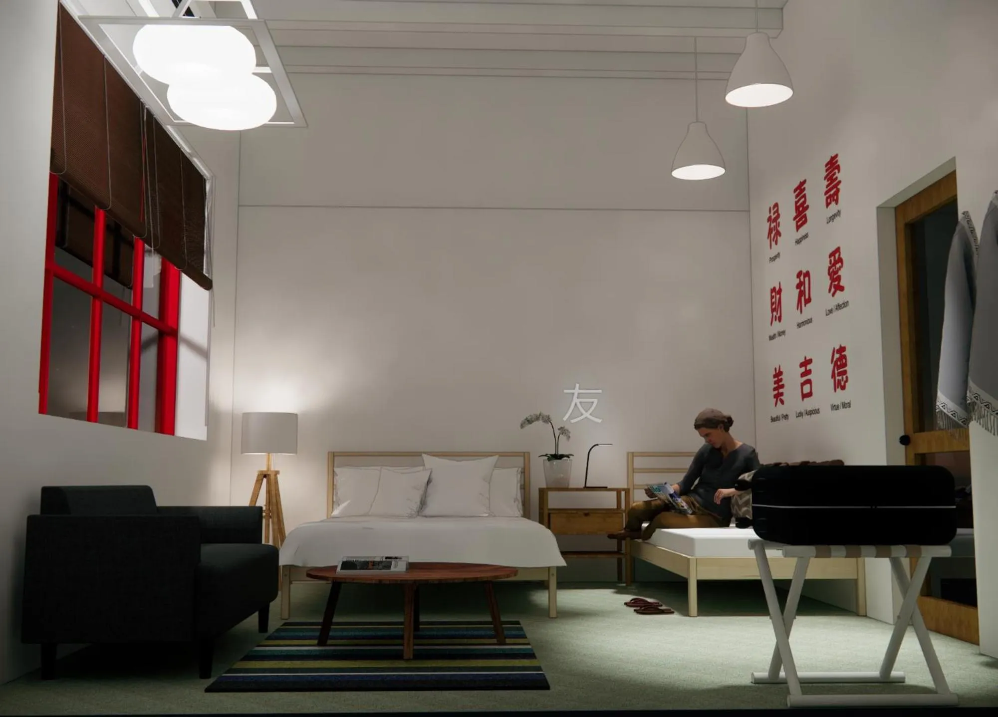 Bed in Yu Cafe Hostel