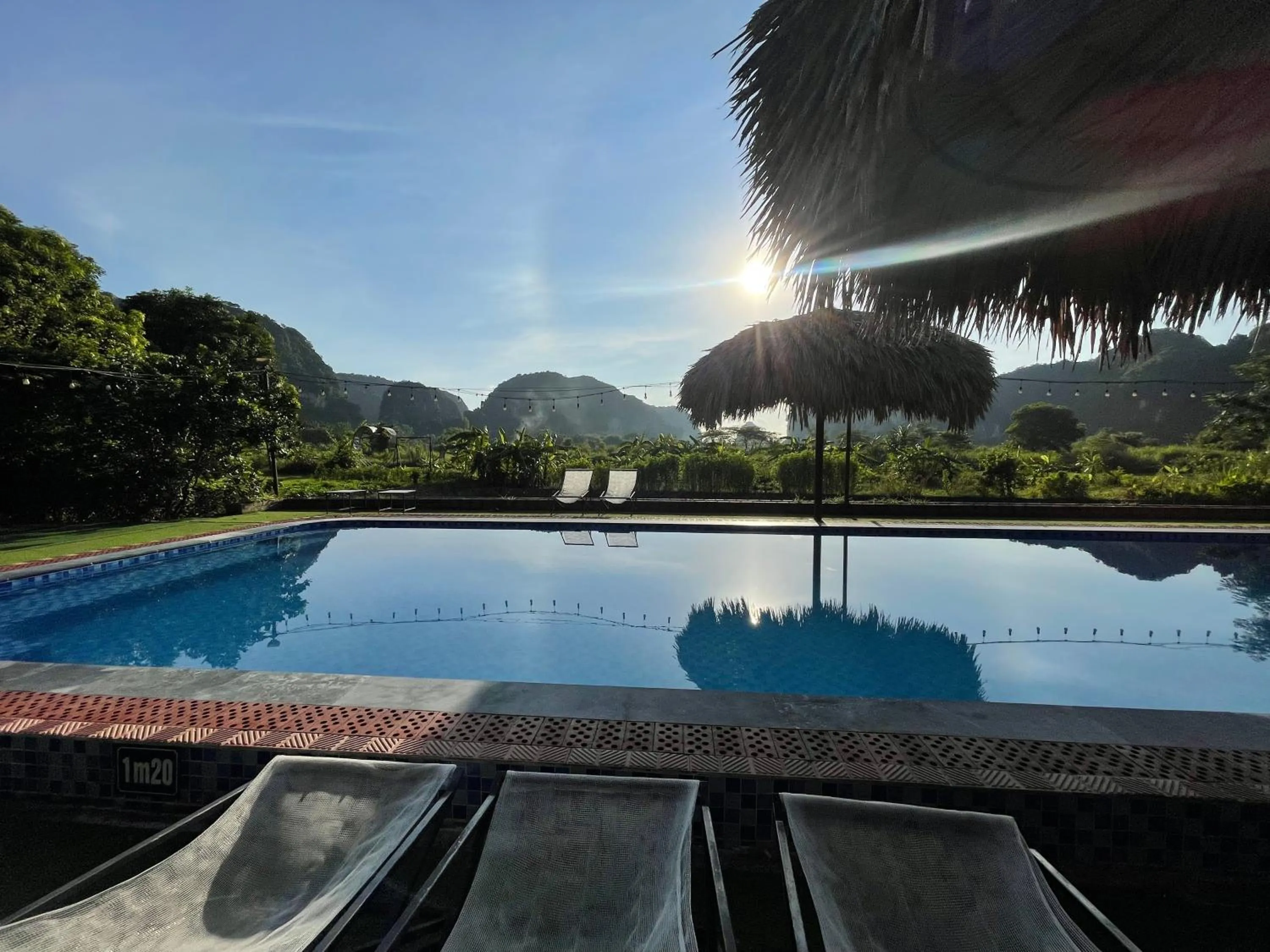 Pool view in Trang An Lotus Lake Homestay