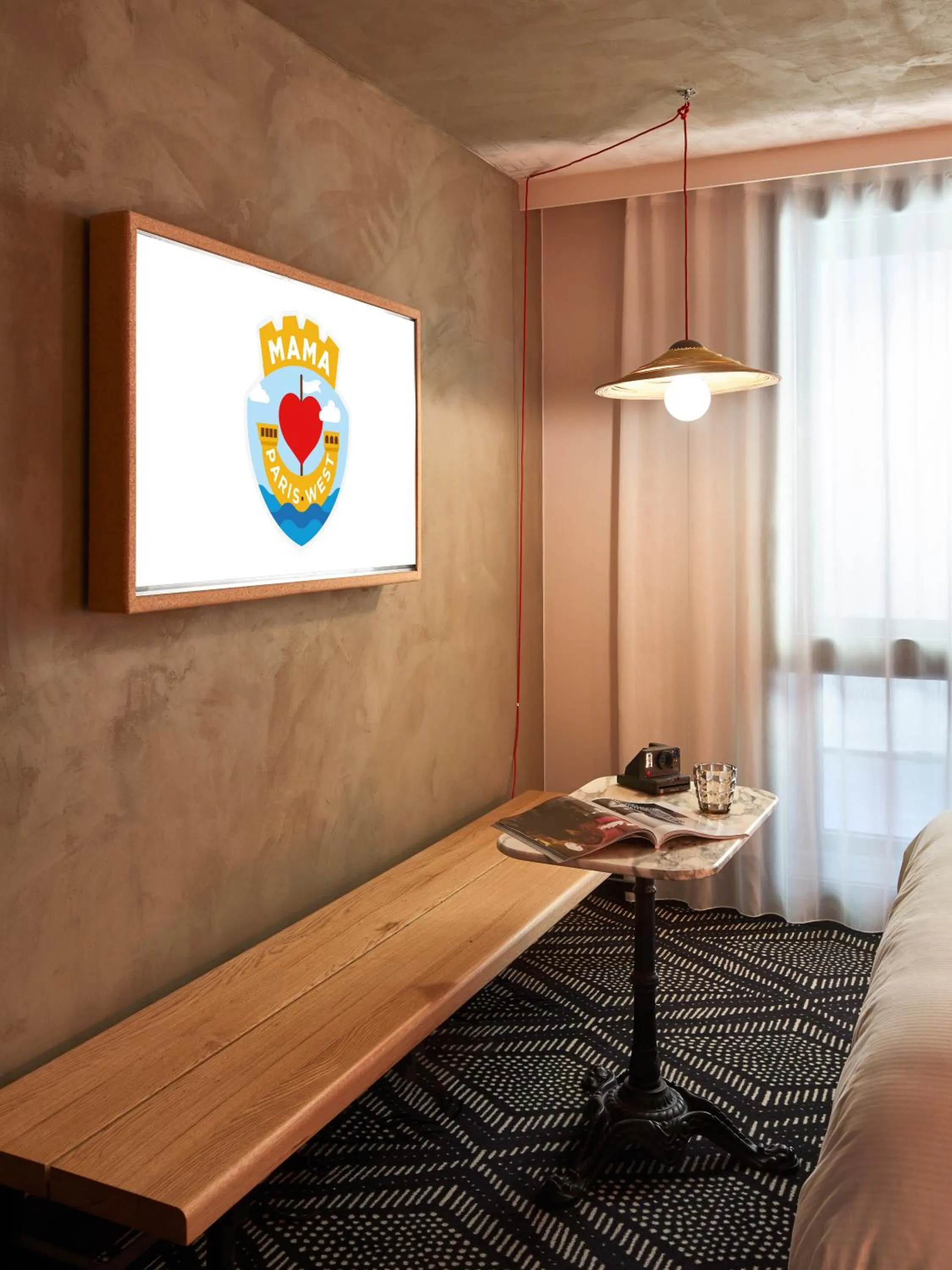 Decorative detail, Bed in Mama Shelter Paris West